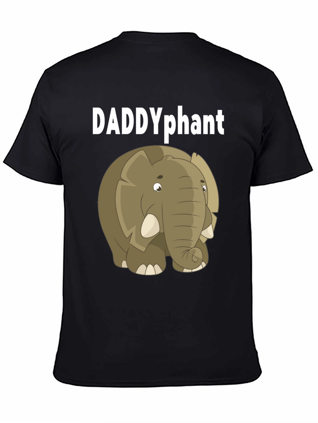 DADDYphant Elephant Cartoon Black T-Shirt