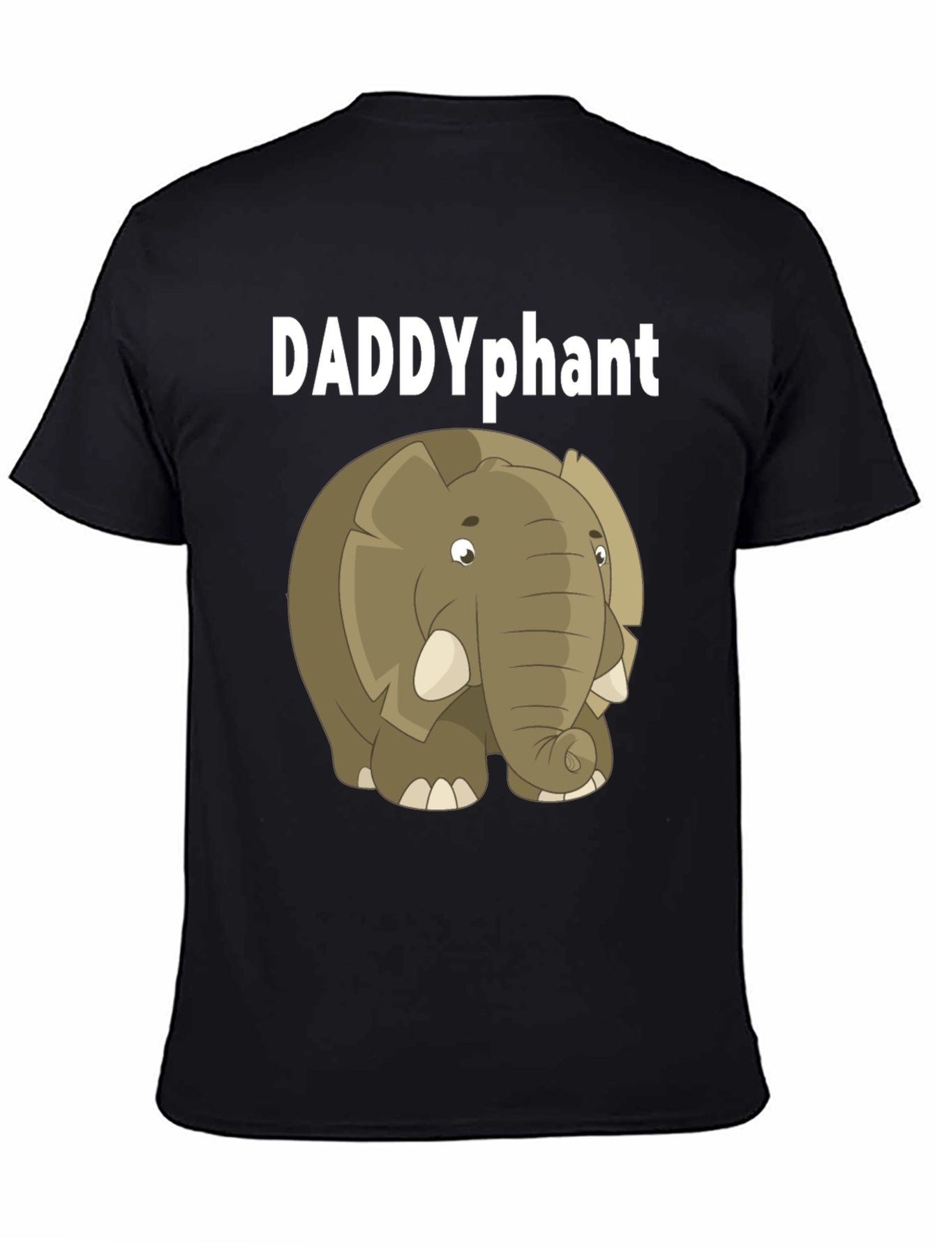 DADDYphant Elephant Cartoon Black T-Shirt