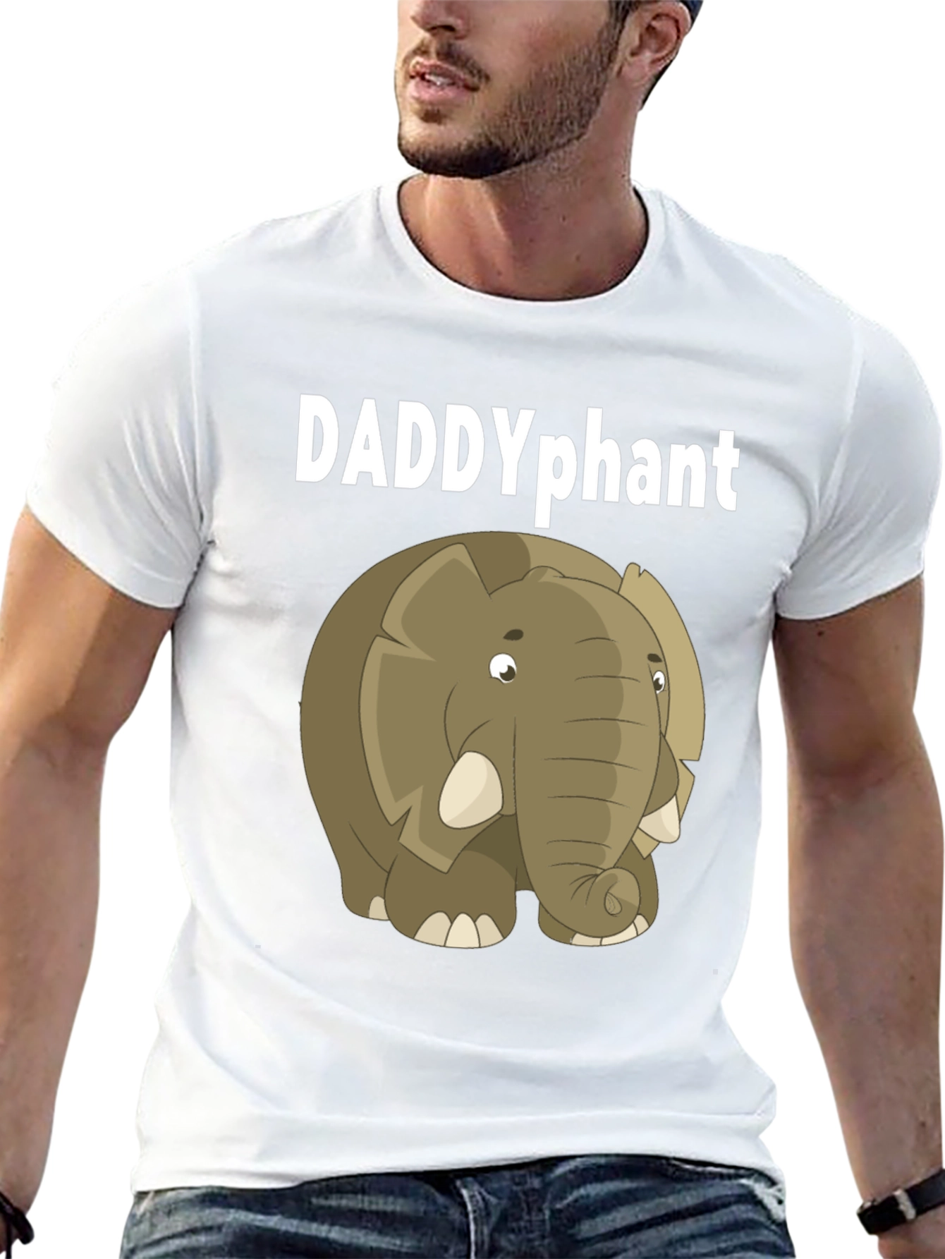 DADDYphant Elephant Cartoon Black T-Shirt