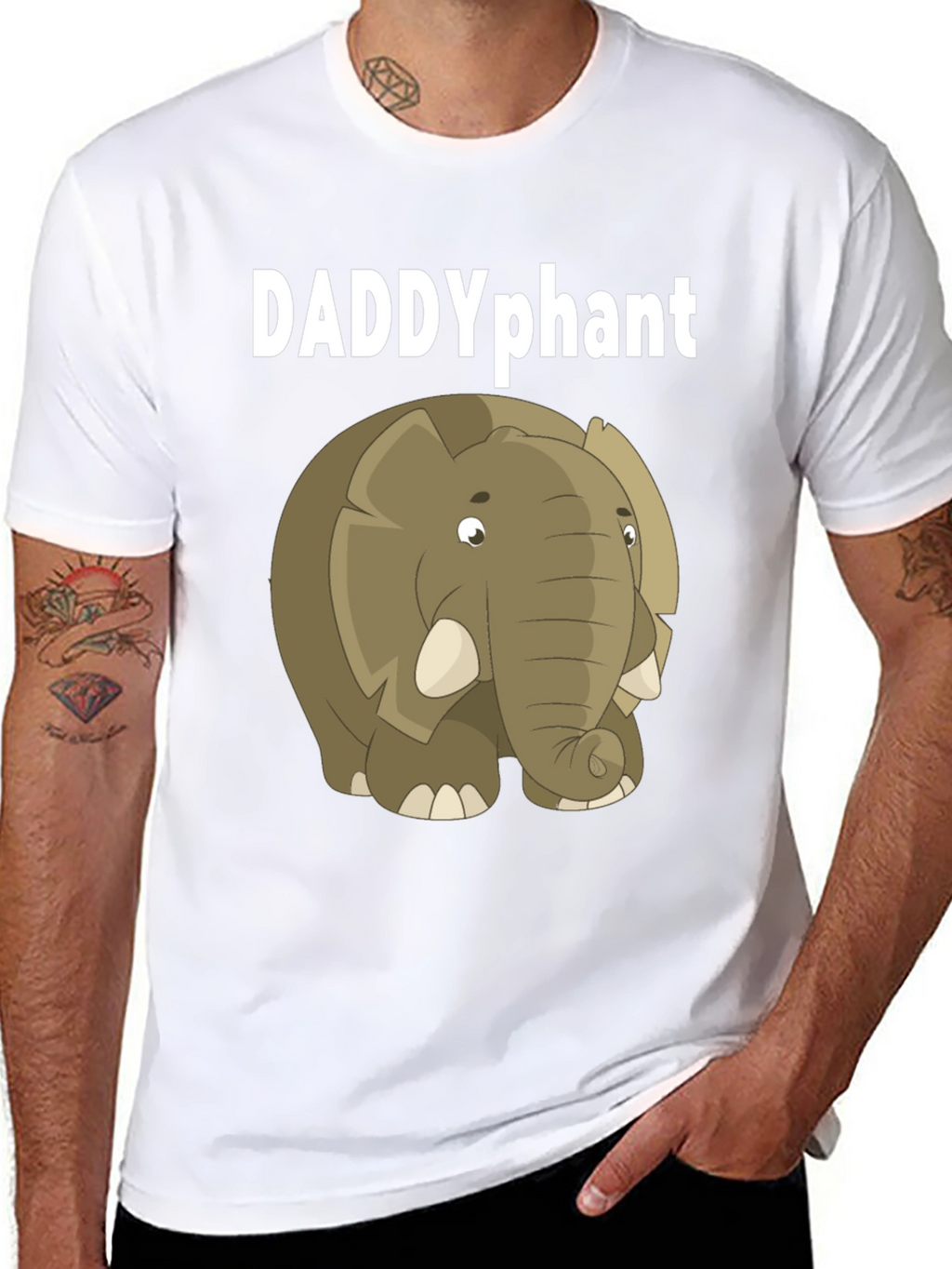 DADDYphant Elephant Cartoon Black T-Shirt