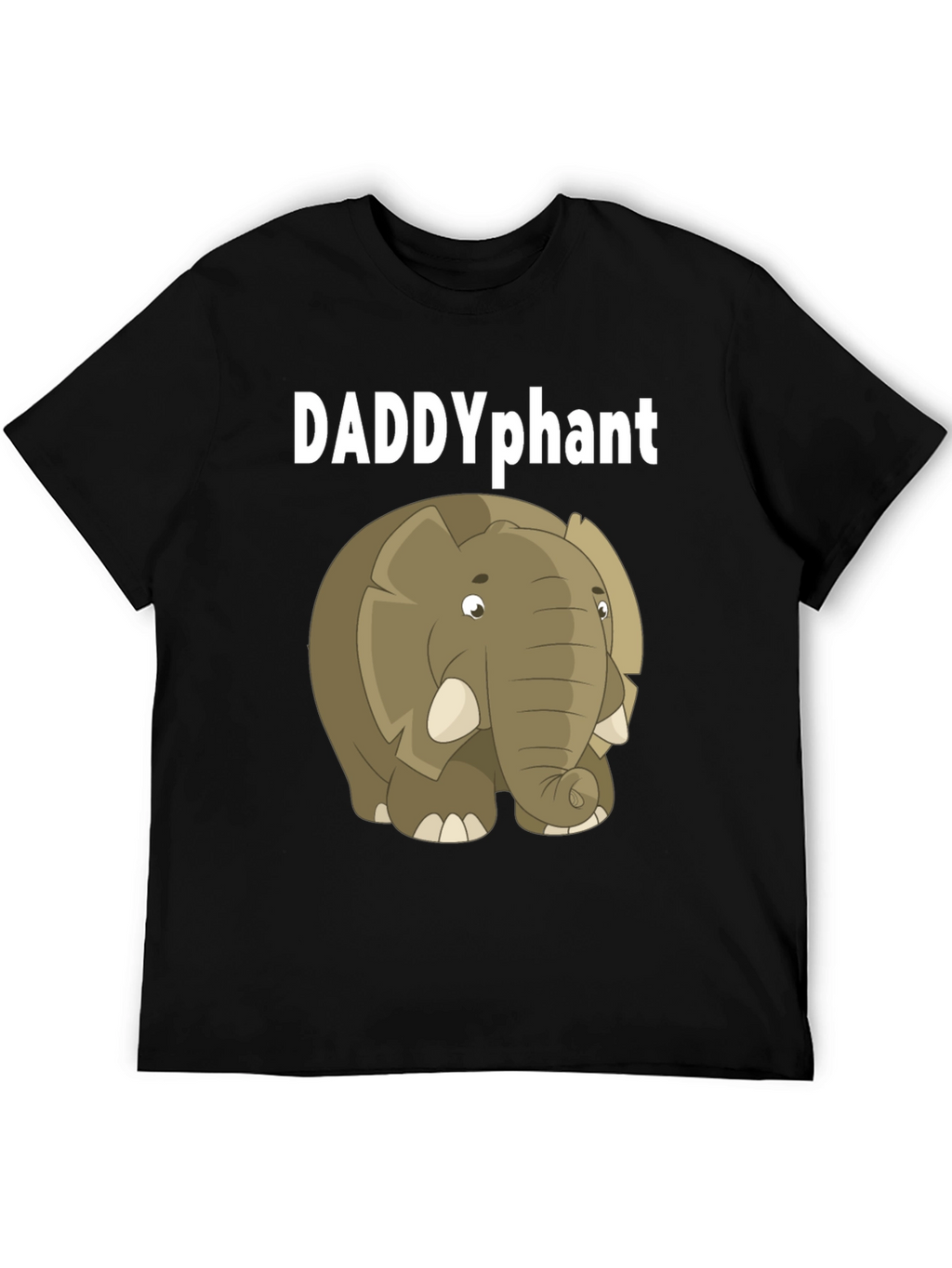 DADDYphant Elephant Cartoon Black T-Shirt
