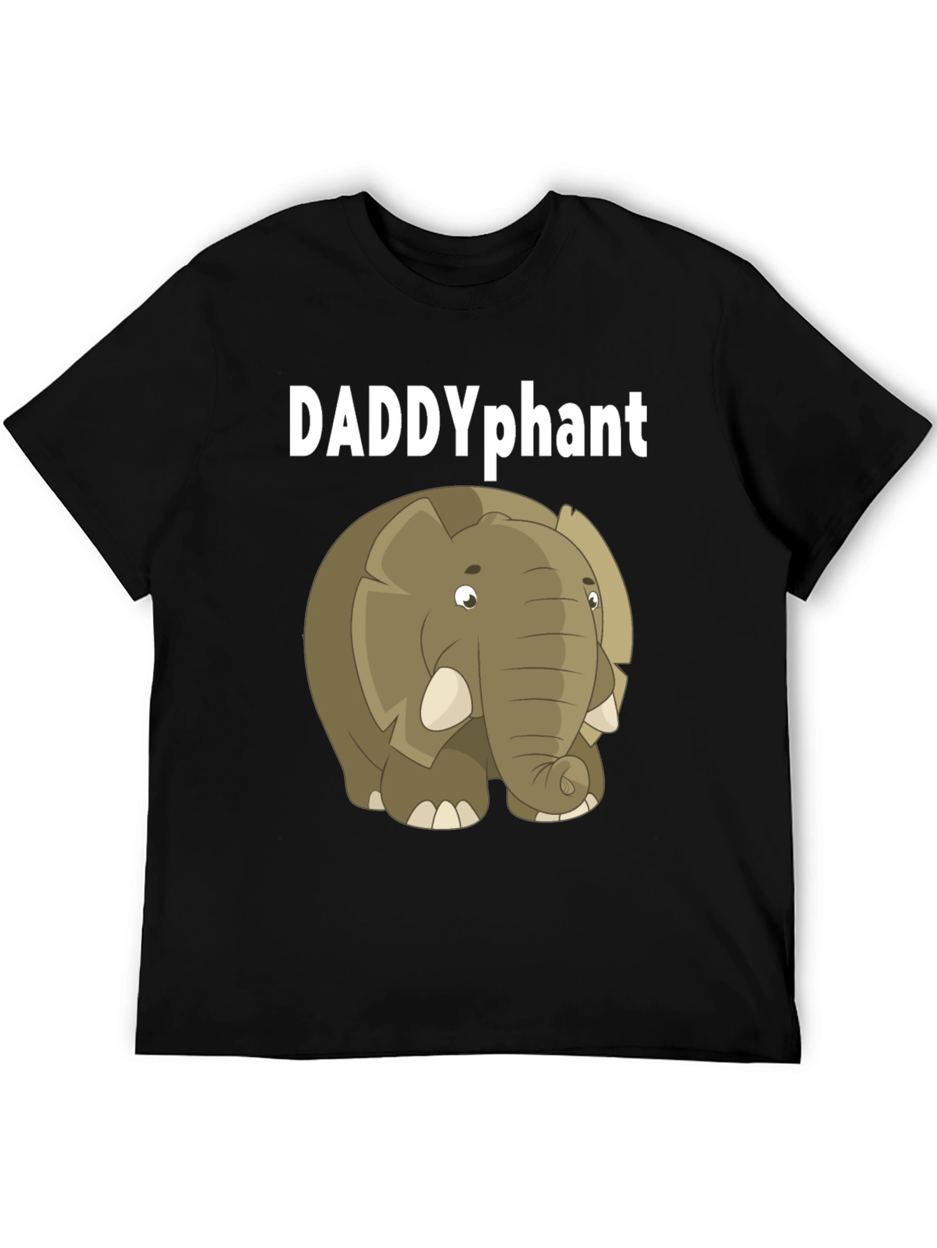 DADDYphant Elephant Cartoon Black T-Shirt