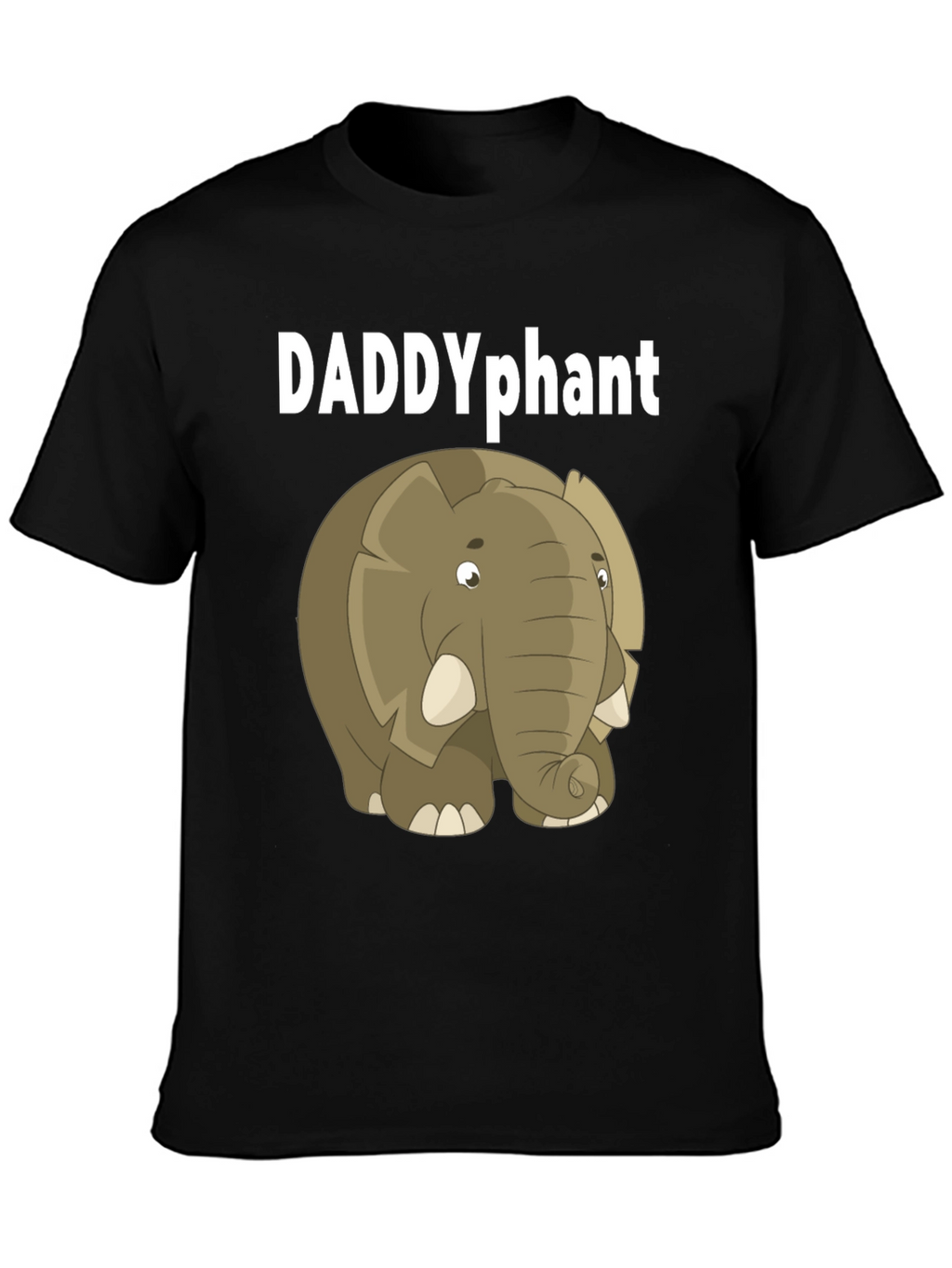 DADDYphant Elephant Cartoon Black T-Shirt