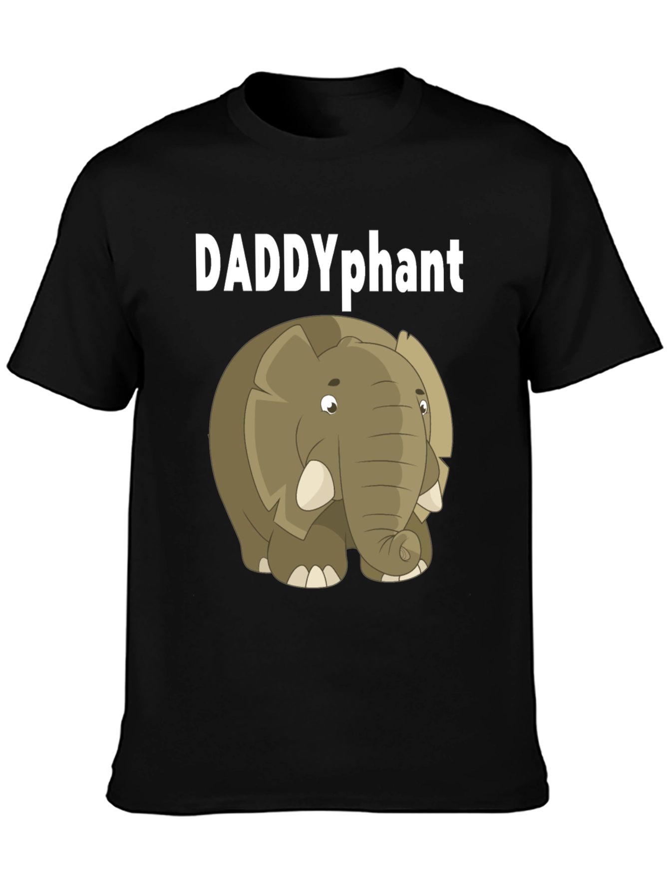 DADDYphant Elephant Cartoon Black T-Shirt