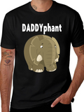 DADDYphant Elephant Cartoon Black T-Shirt