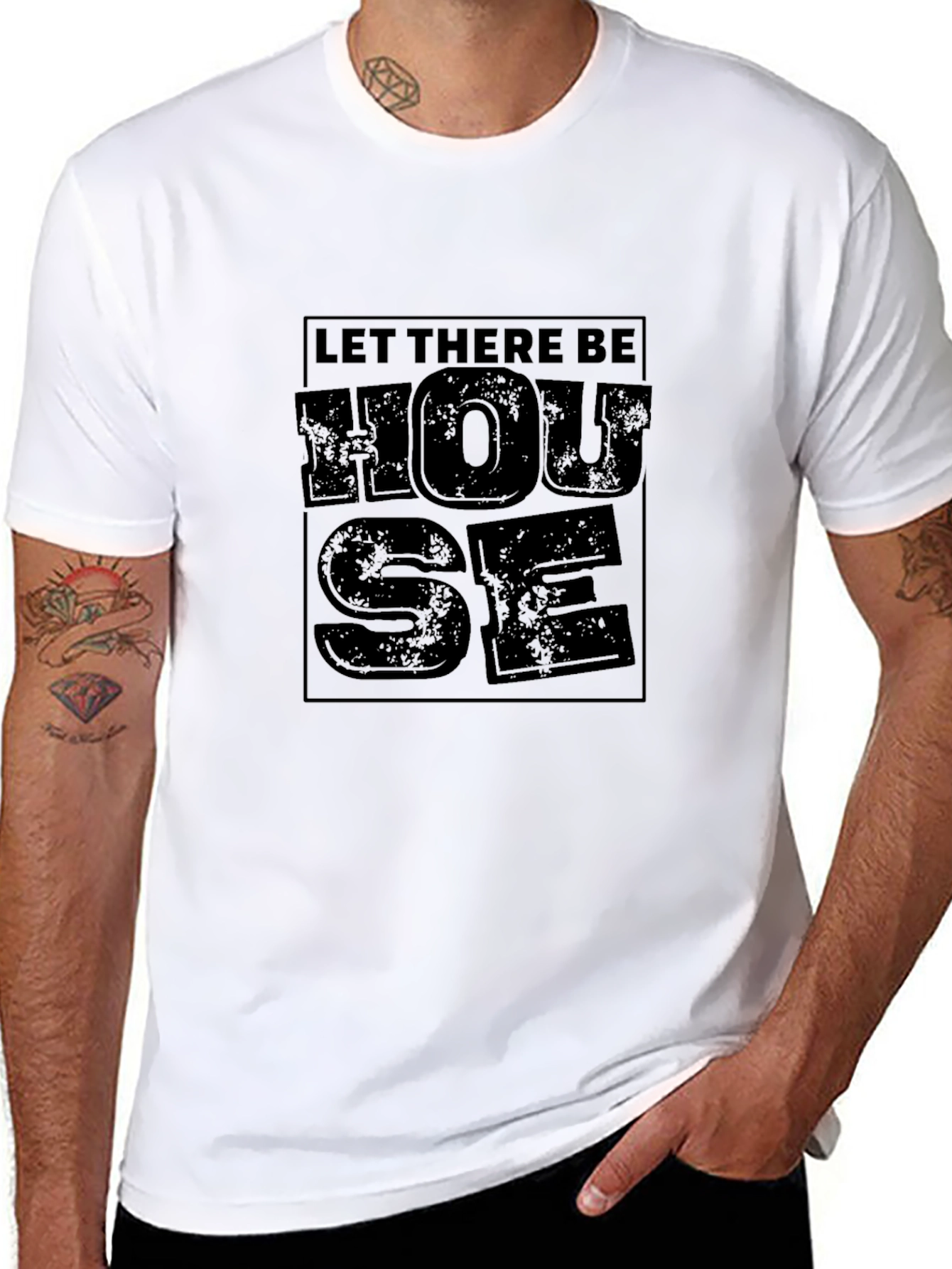 Let There Be House Black Graphic T-Shirt