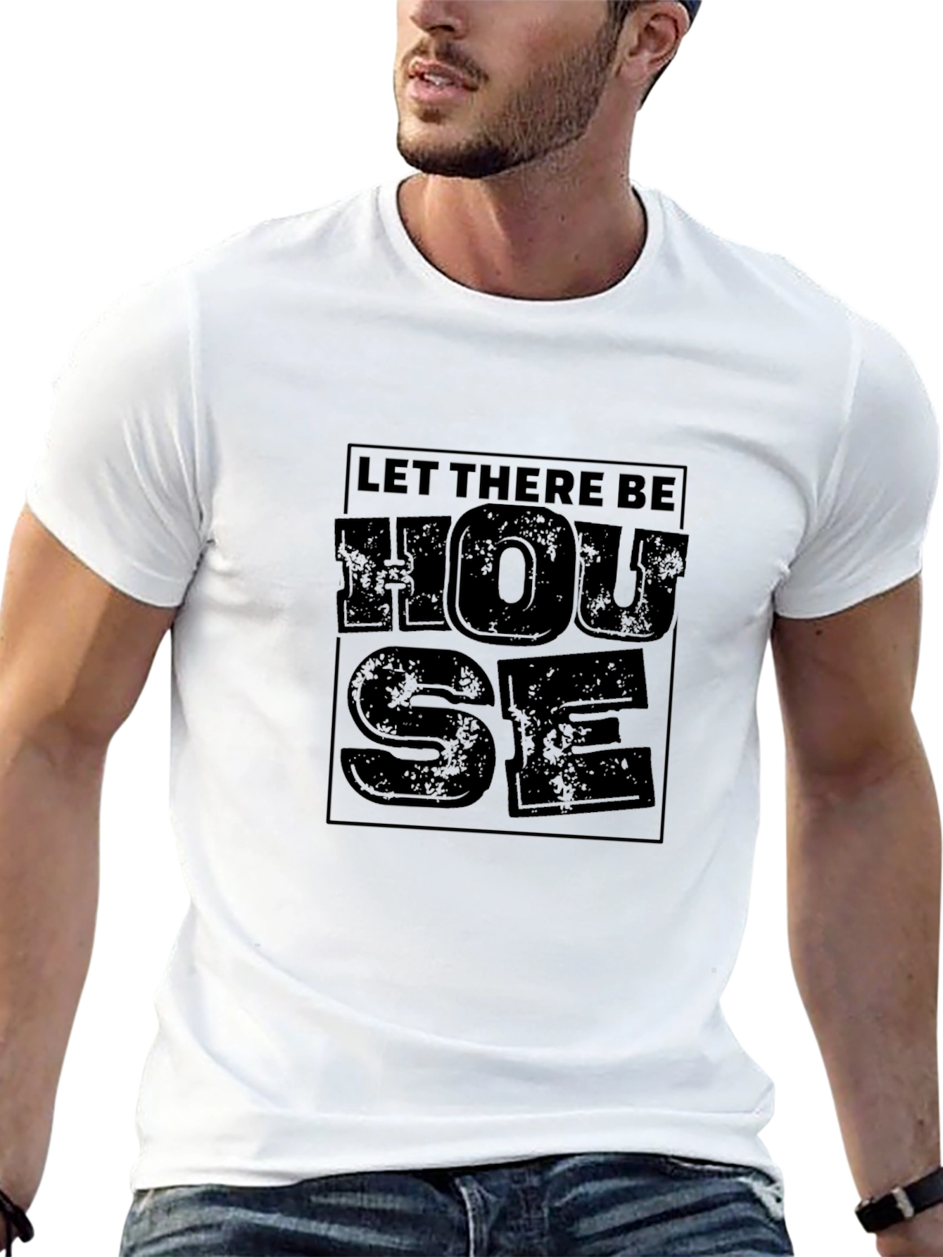 Let There Be House Black Graphic T-Shirt