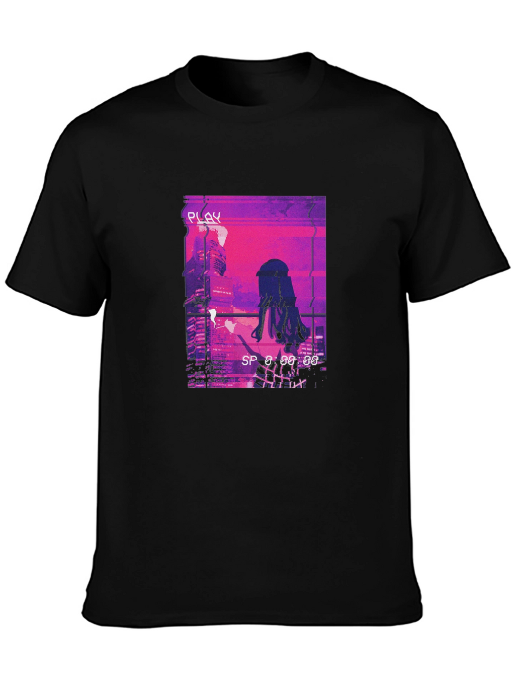 Anime Girl Cityscape Graphic T-Shirt