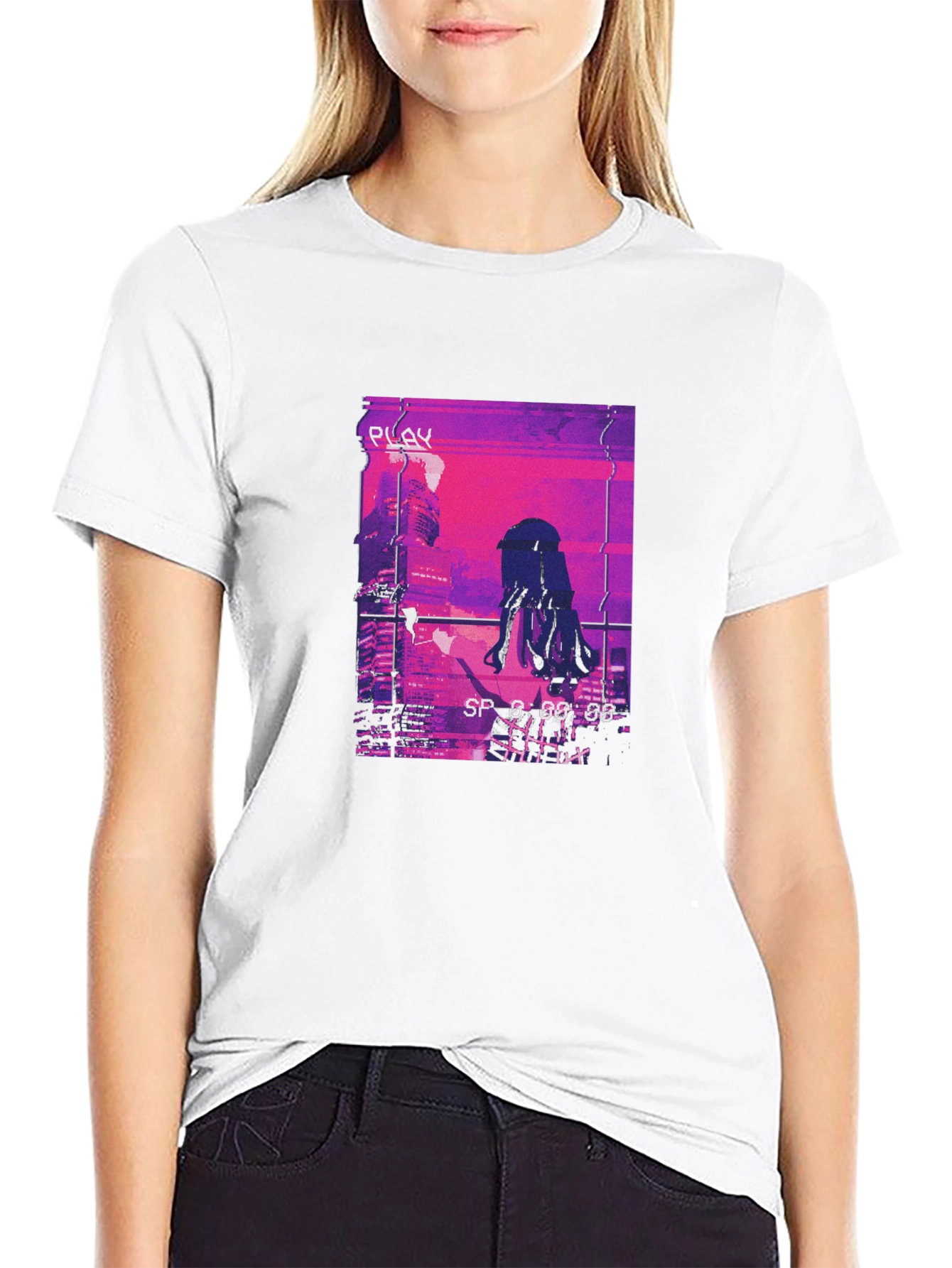 Anime Girl Cityscape Graphic T-Shirt