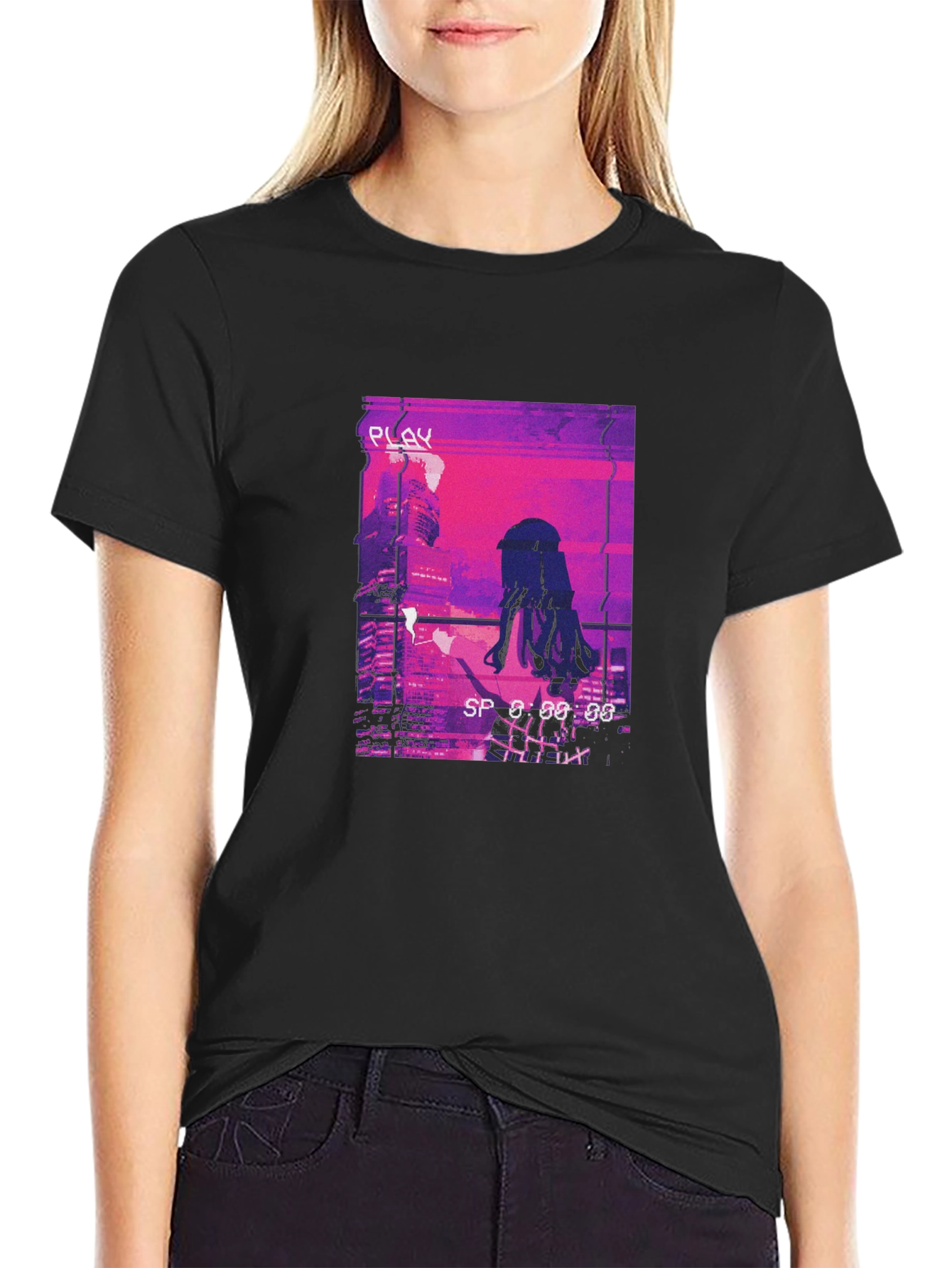 Anime Girl Cityscape Graphic T-Shirt