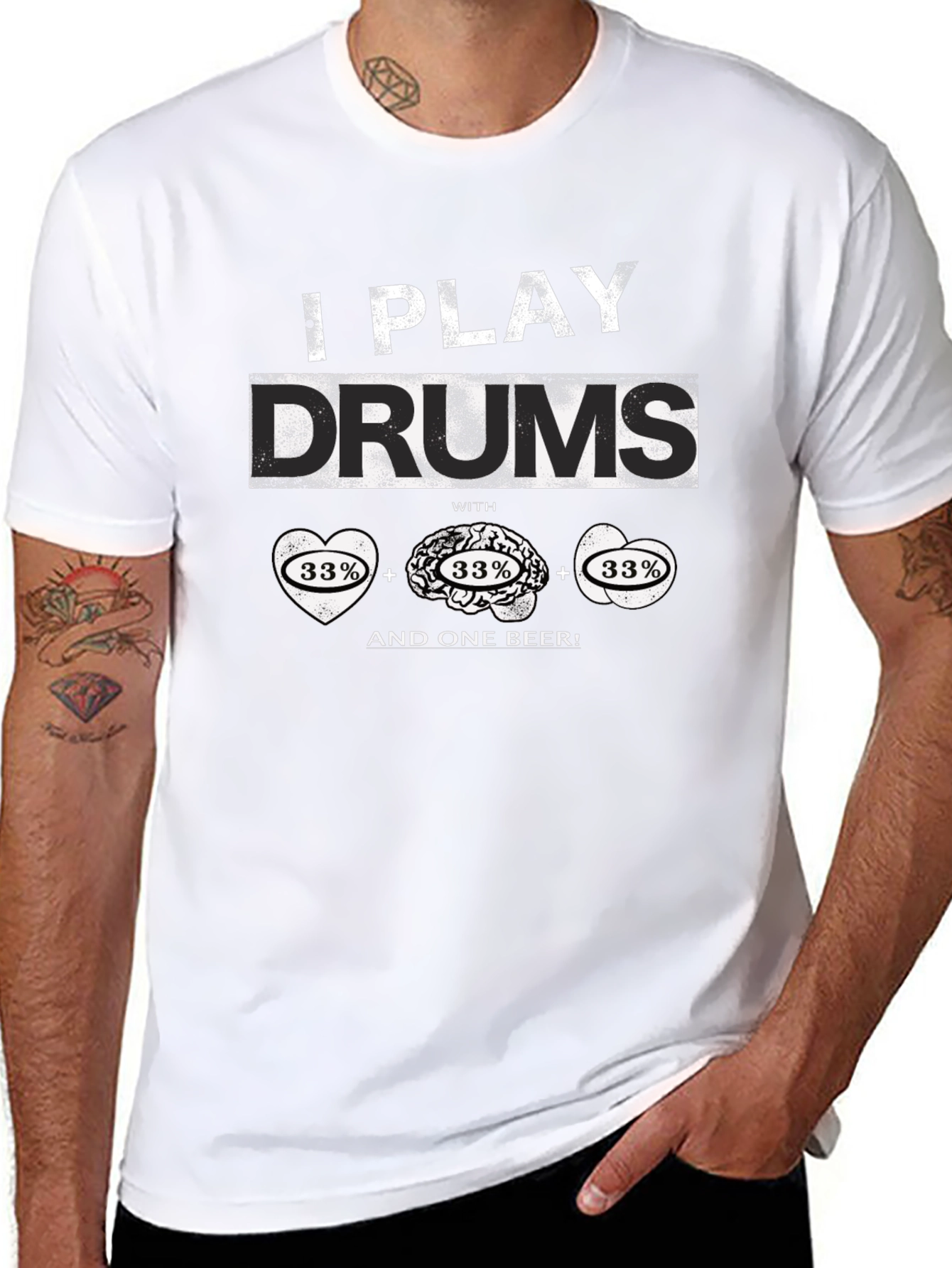 I Play Drums T-Shirt - Heart Brain Beer Design