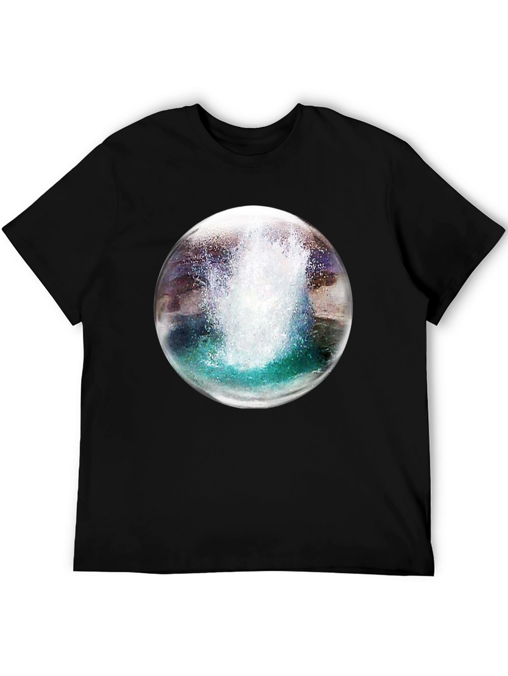 Black T-Shirt with Water Sphere Design