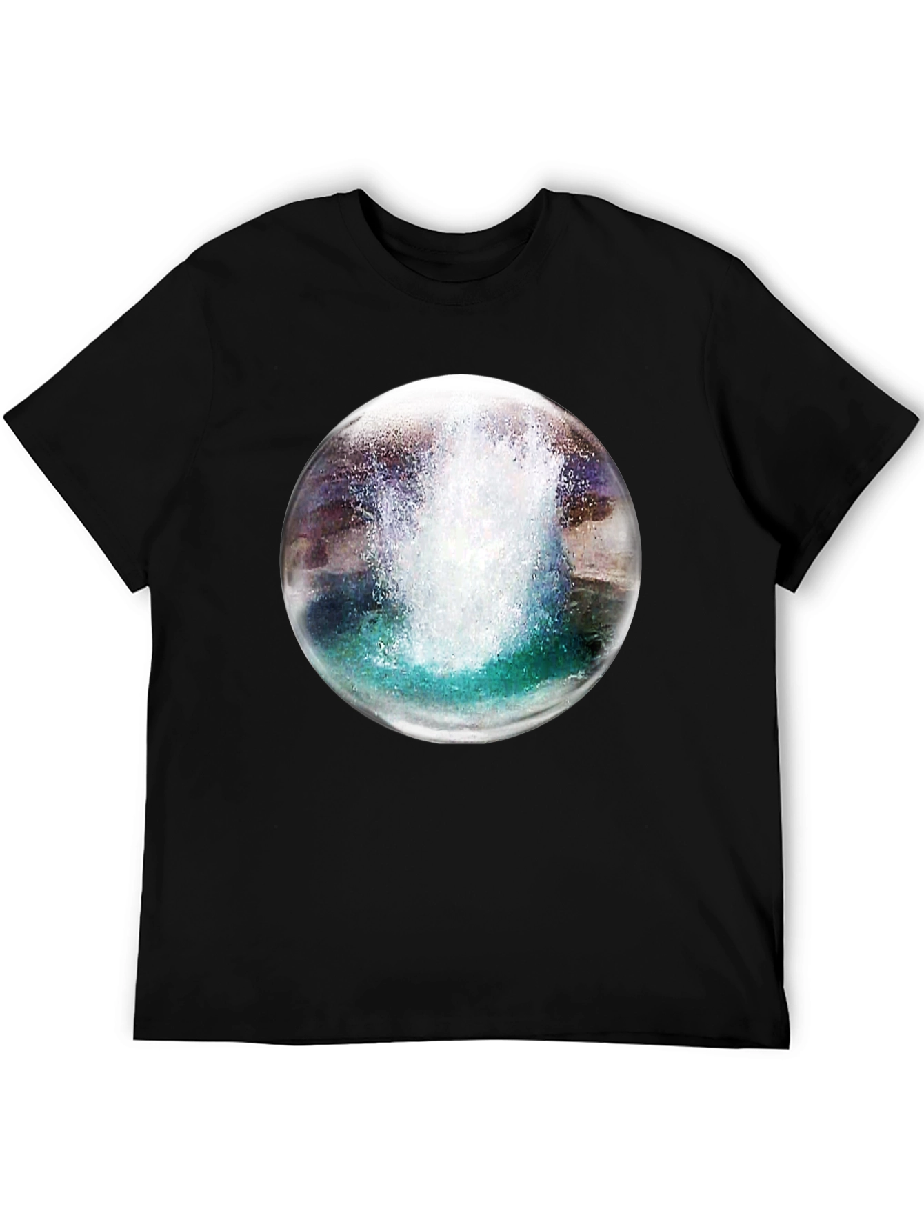 Black T-Shirt with Water Sphere Design