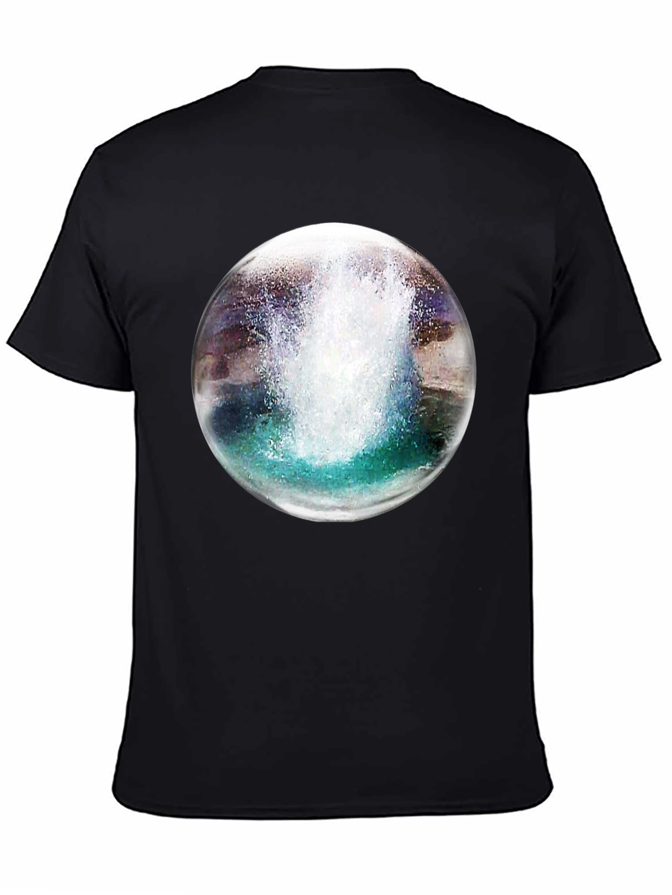 Black T-Shirt with Water Sphere Design