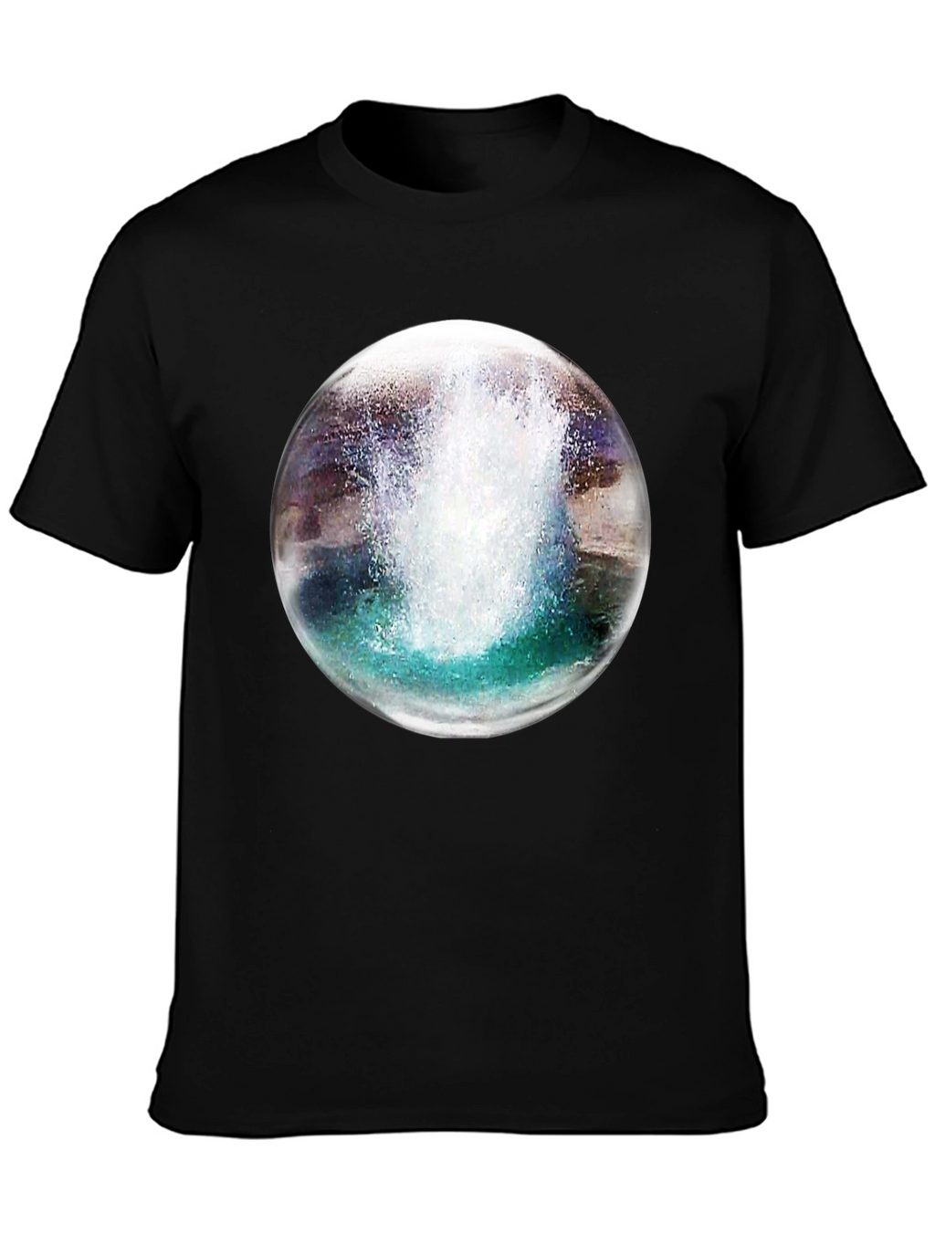 Black T-Shirt with Water Sphere Design
