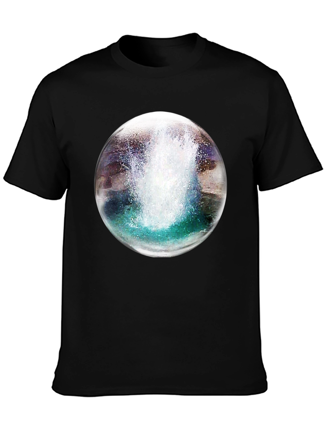 Black T-Shirt with Water Sphere Design
