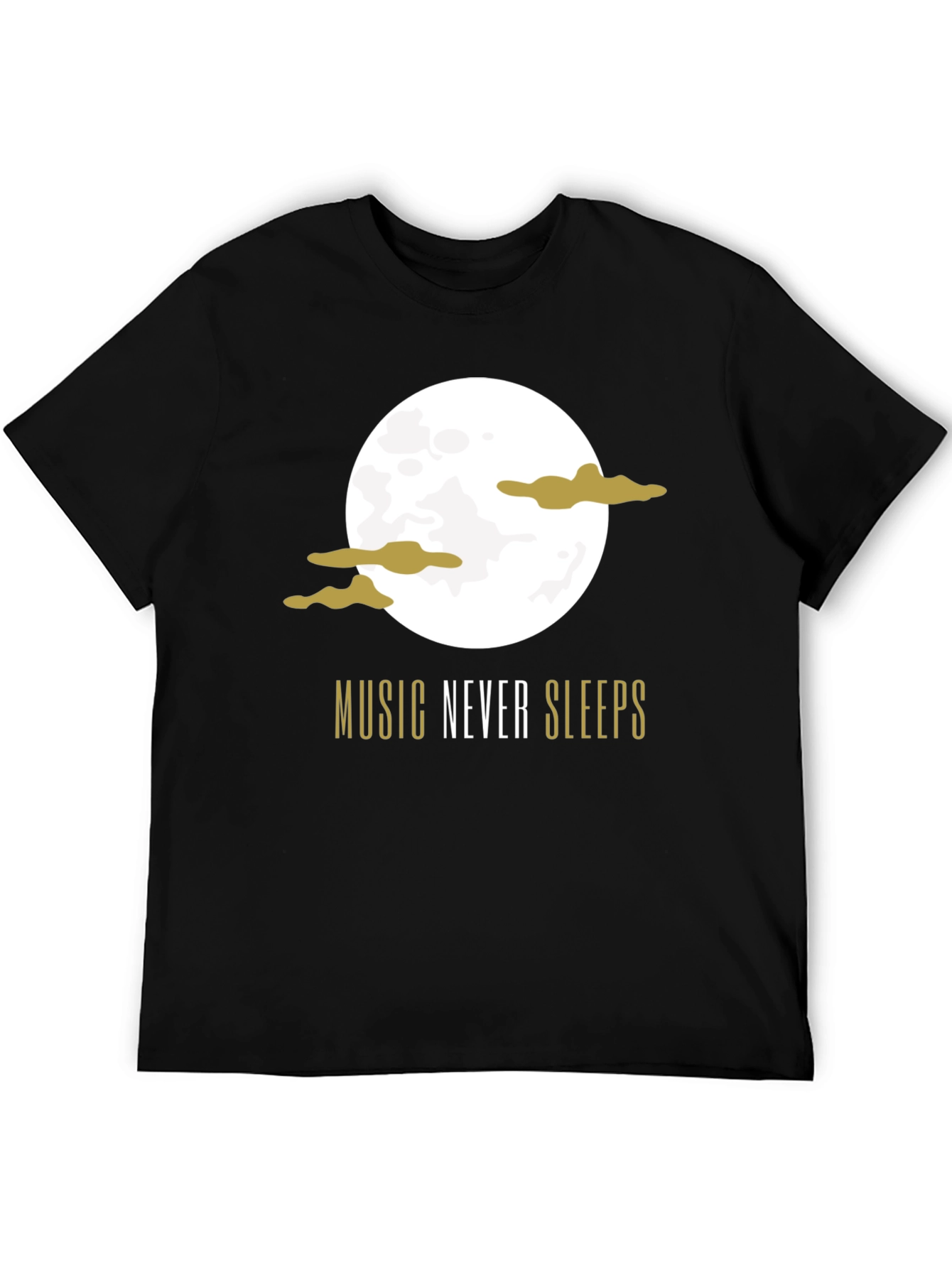 Music Never Sleeps Black Graphic T-Shirt