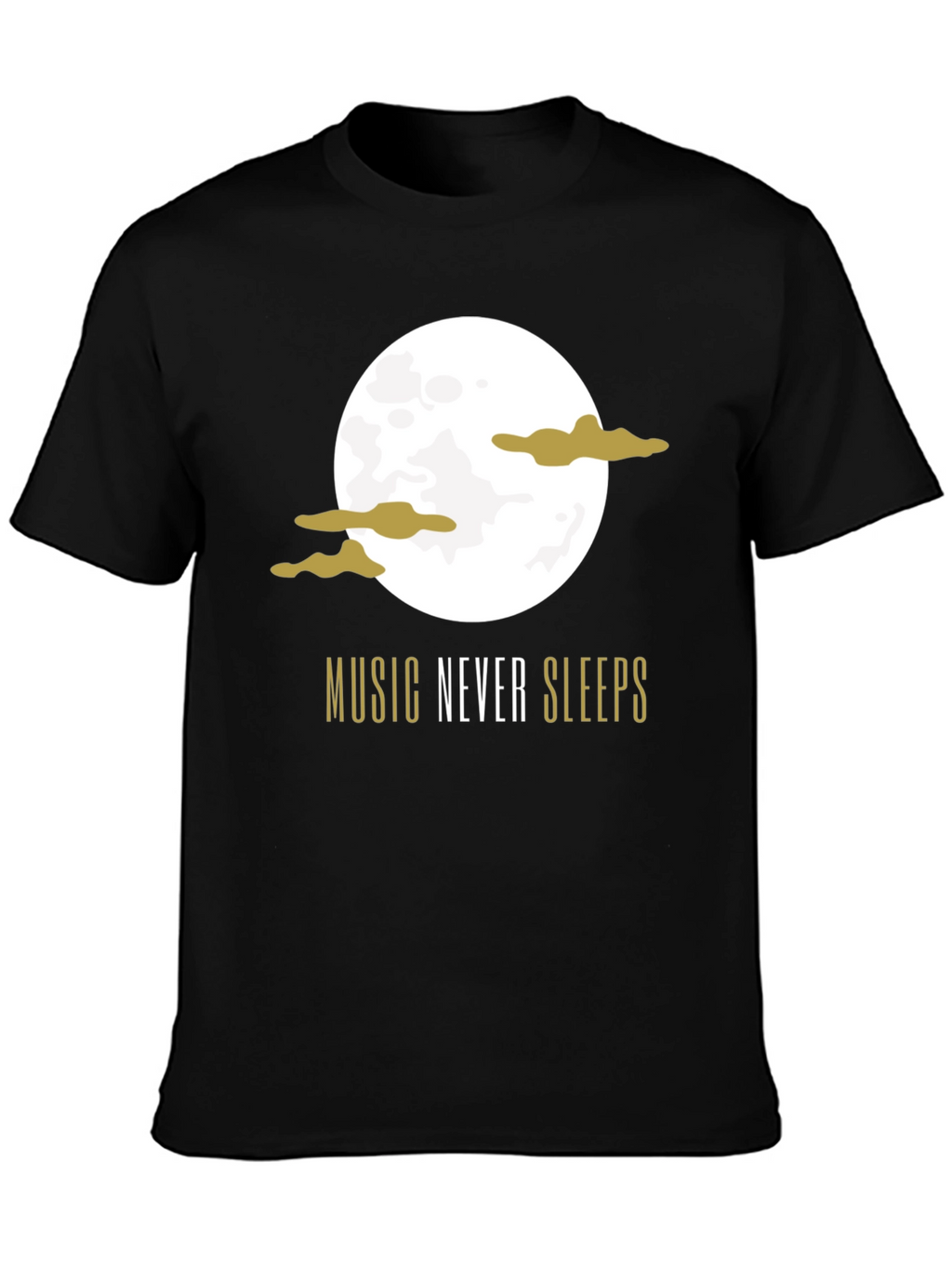 Music Never Sleeps Black Graphic T-Shirt
