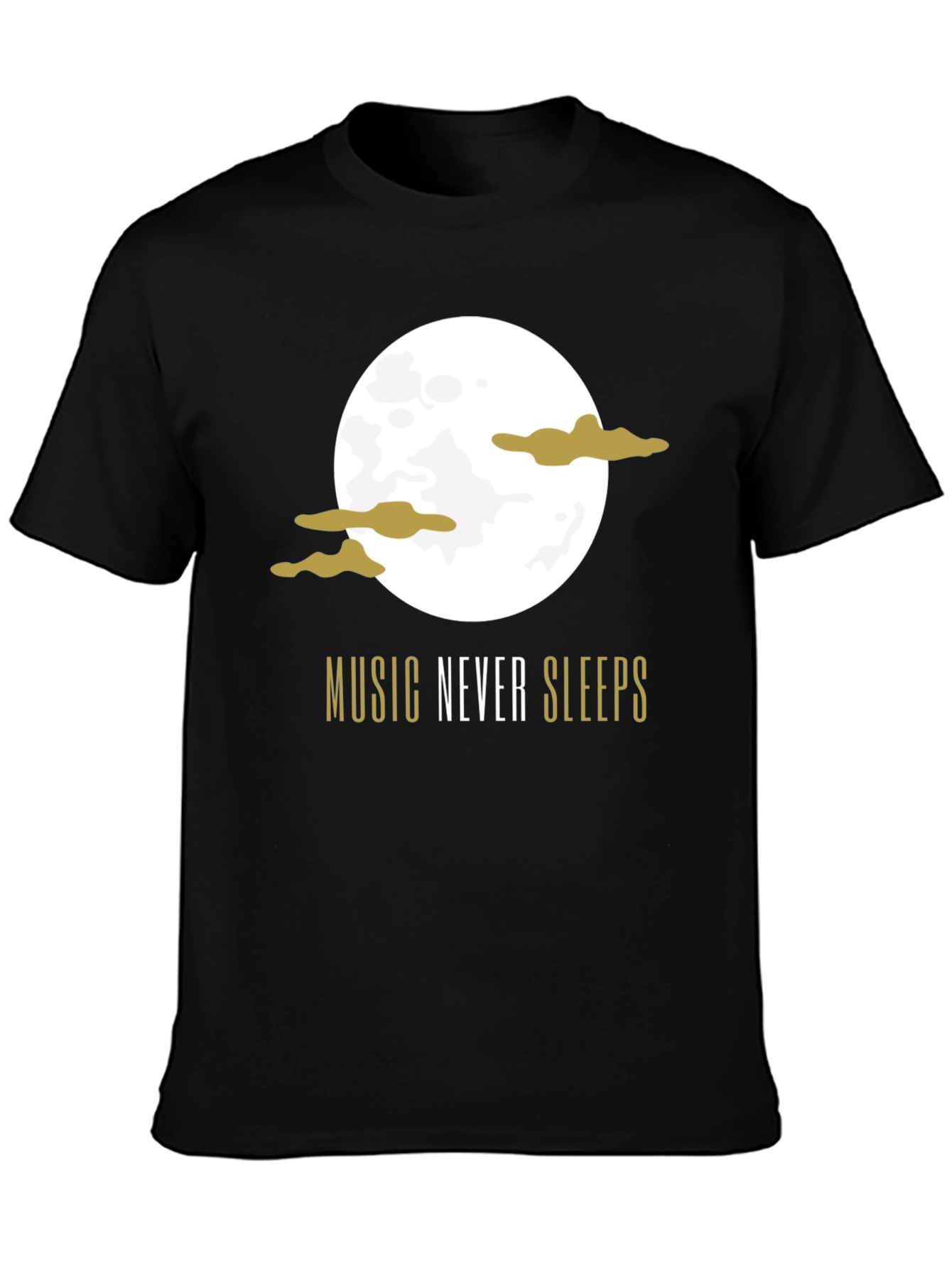 Music Never Sleeps Black Graphic T-Shirt