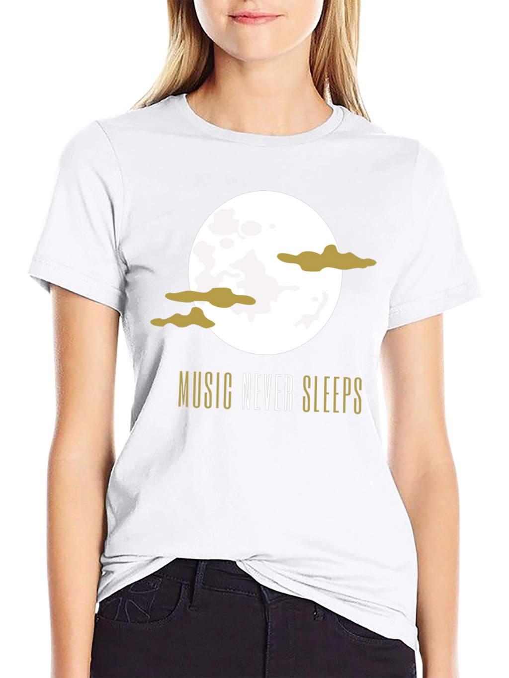 Music Never Sleeps Black Graphic T-Shirt