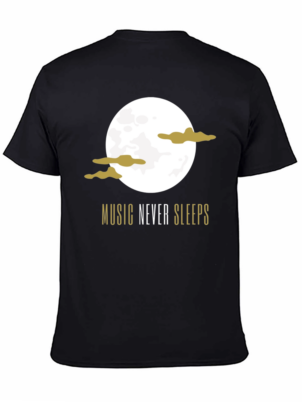 Music Never Sleeps Black Graphic T-Shirt