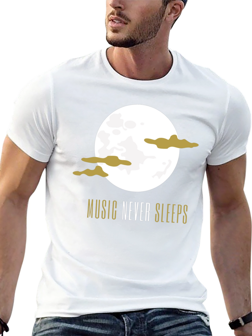 Music Never Sleeps Black Graphic T-Shirt