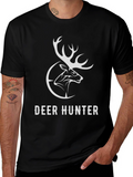 Deer Hunter Graphic Tee - Black Cotton T-Shirt