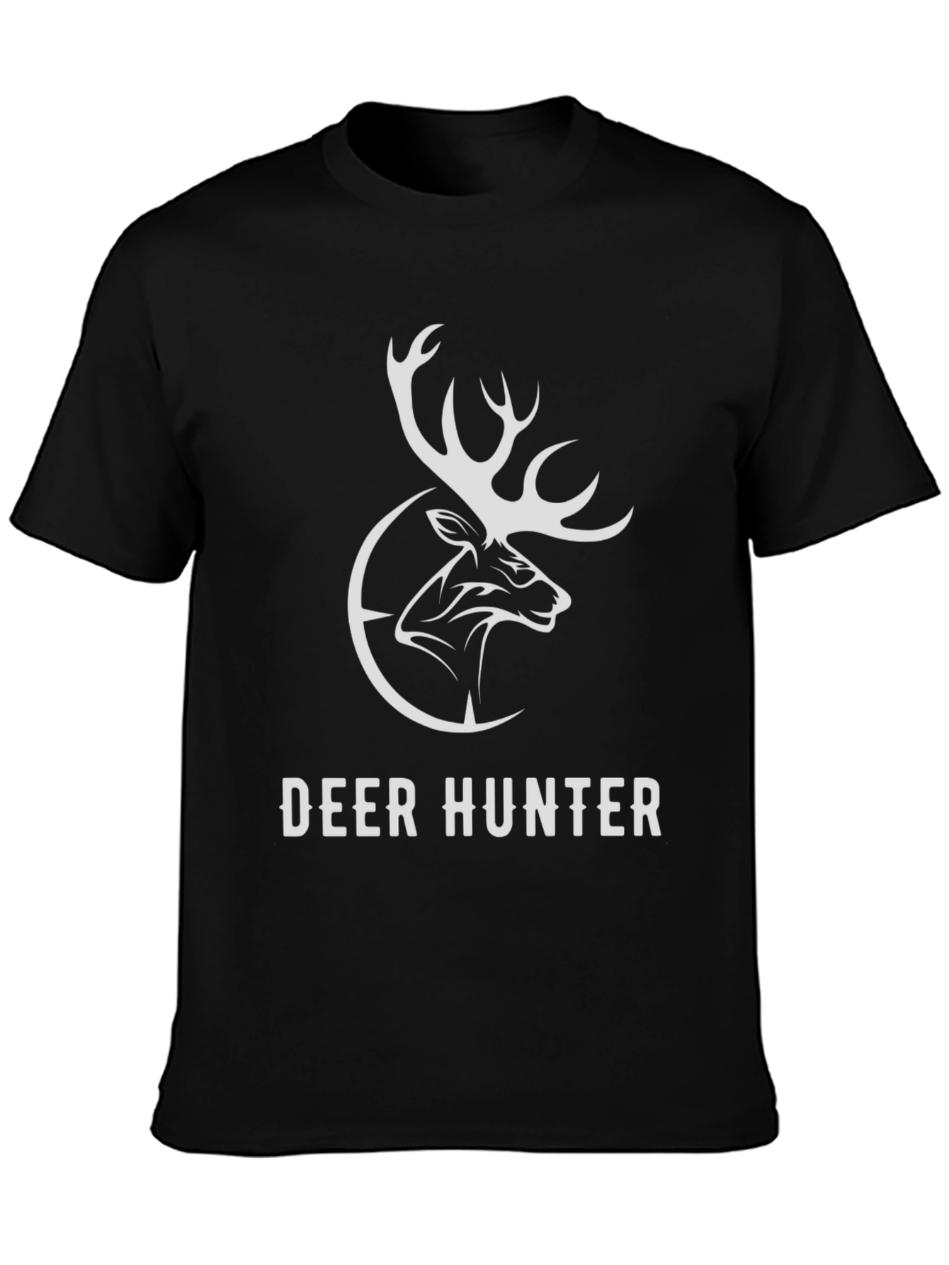 Deer Hunter Graphic Tee - Black Cotton T-Shirt