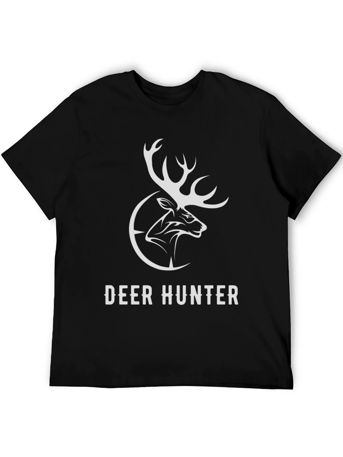 Deer Hunter Graphic Tee - Black Cotton T-Shirt