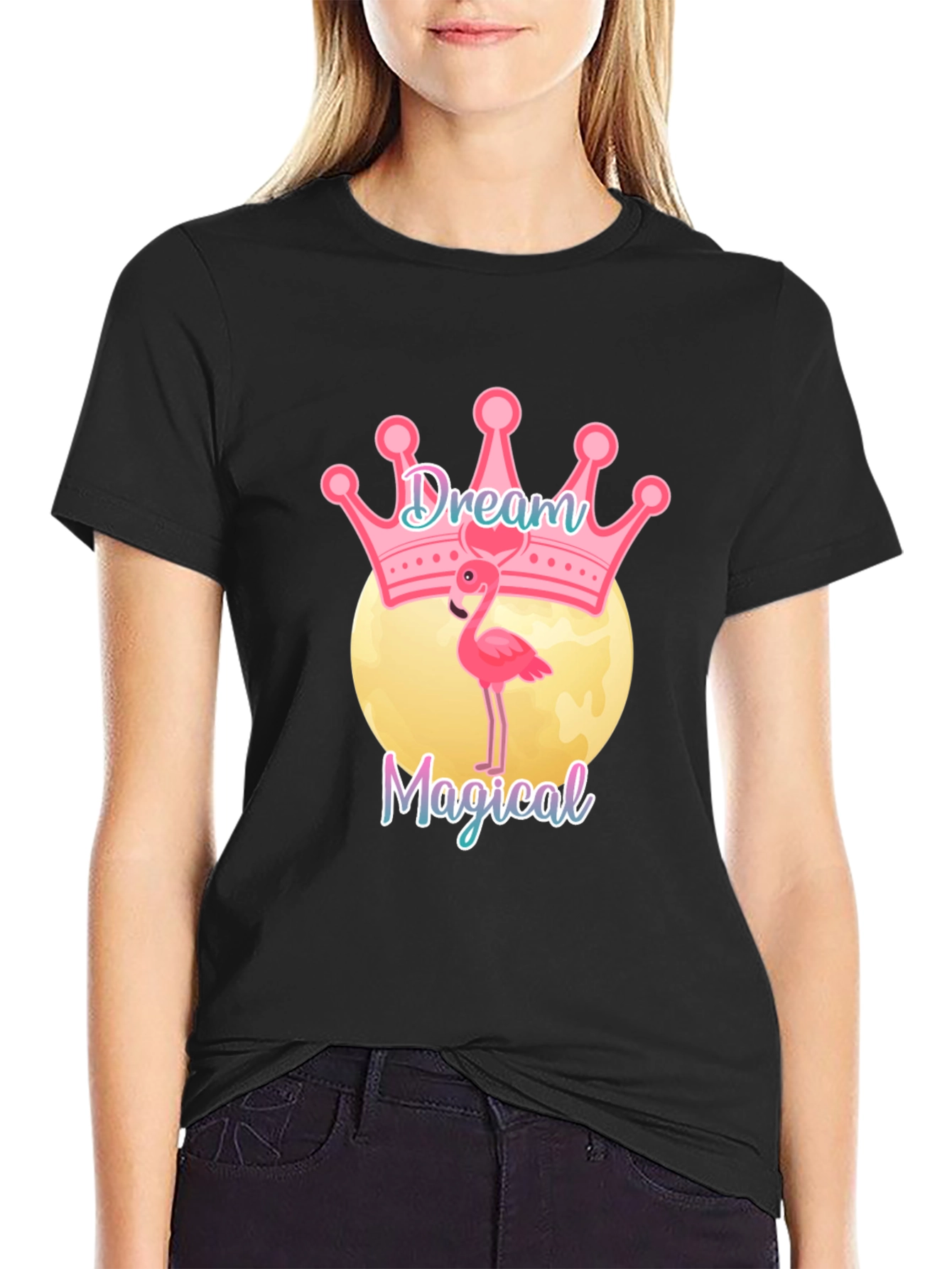 Dream Magical Flamingo T-Shirt - Black