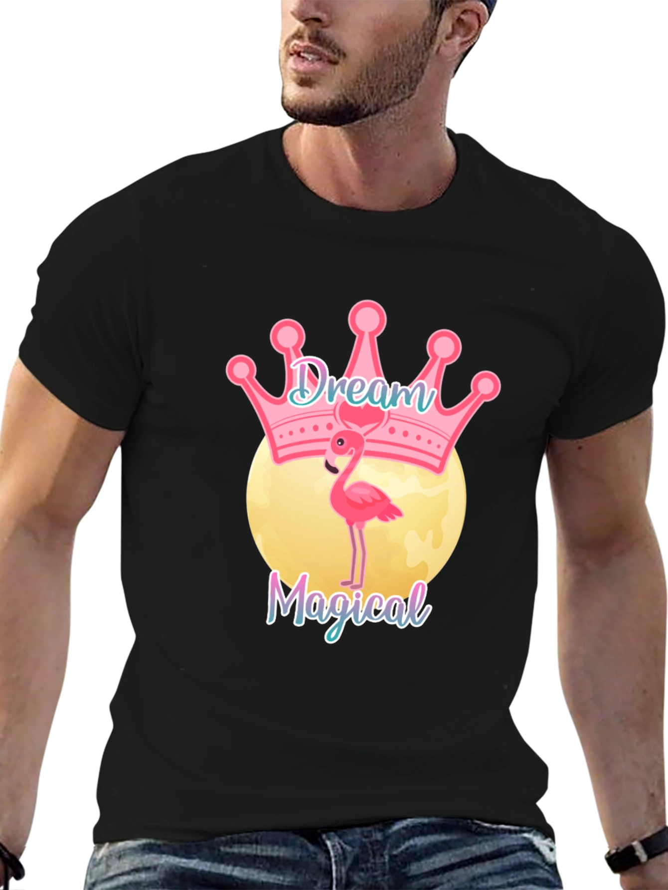 Dream Magical Flamingo T-Shirt - Black