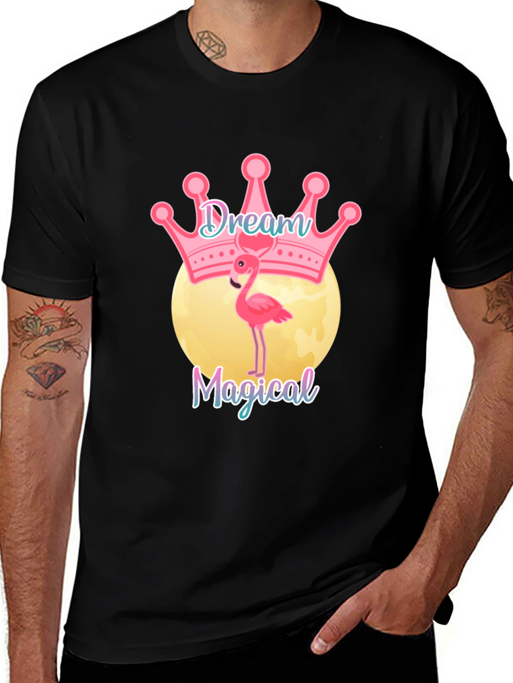 Dream Magical Flamingo T-Shirt - Black