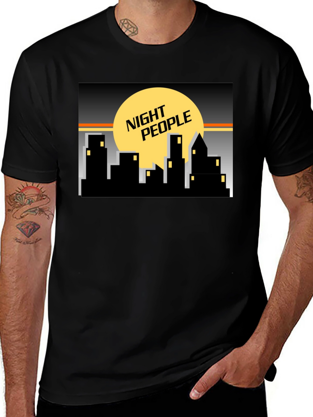Night People Graphic Tee - Cityscape Design