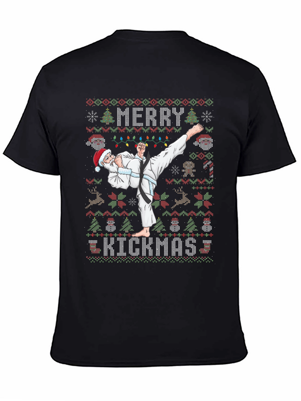 Merry Kickmas Santa Karate Ugly Christmas T-Shirt