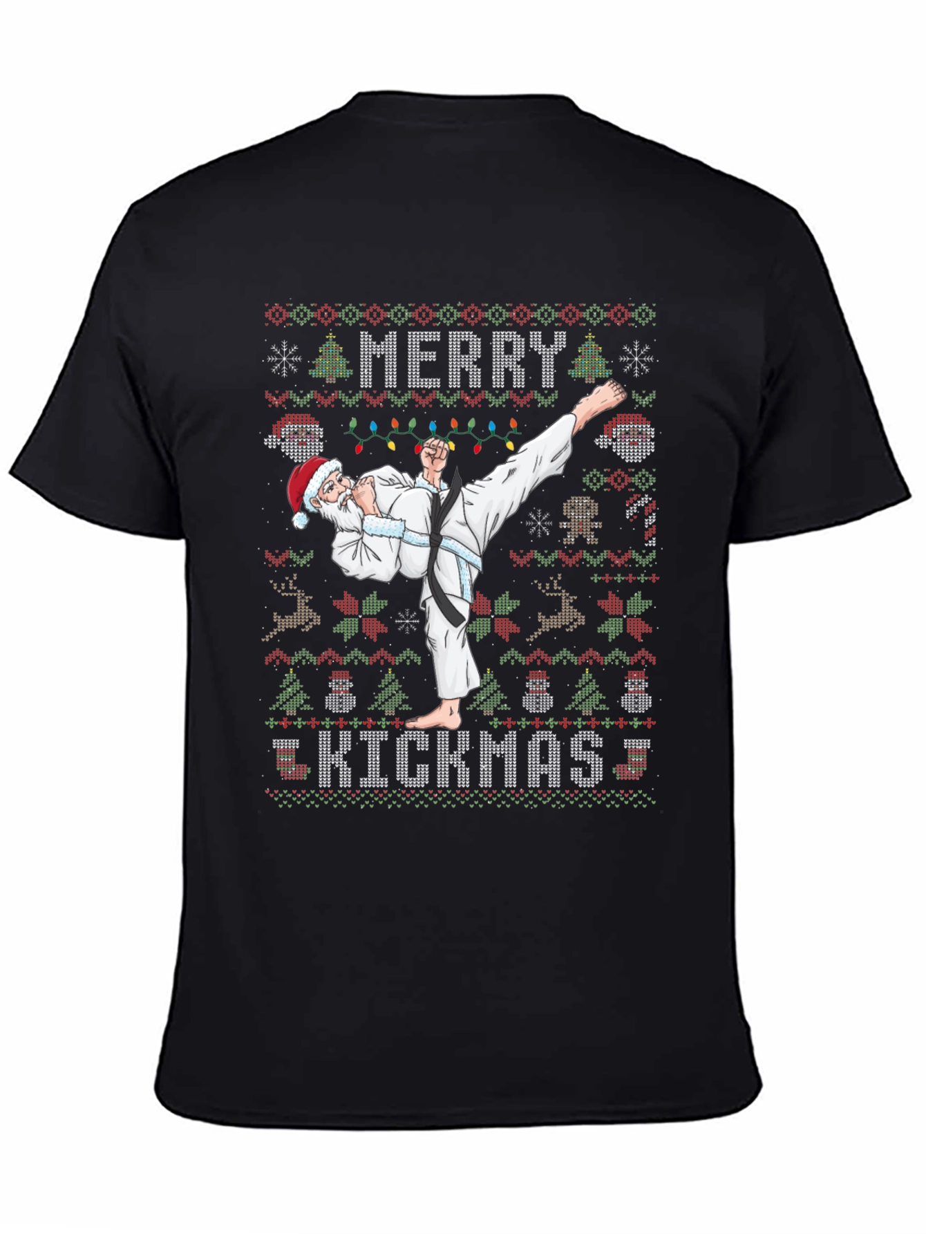 Merry Kickmas Santa Karate Ugly Christmas T-Shirt