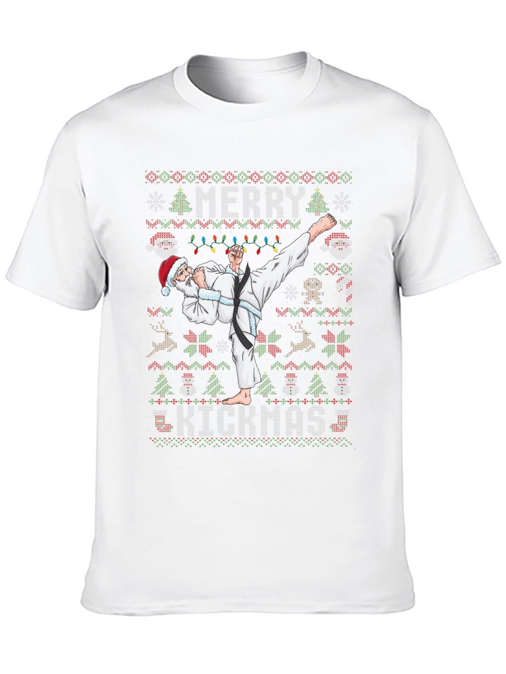 Merry Kickmas Santa Karate Ugly Christmas T-Shirt