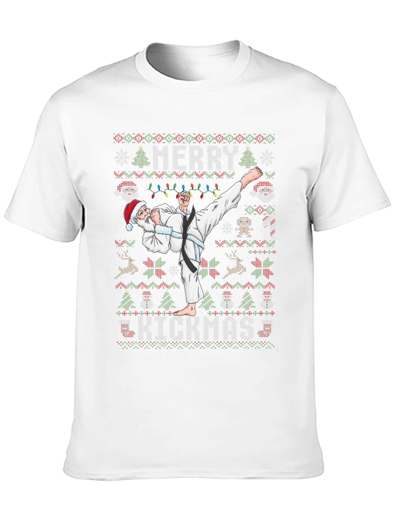 Merry Kickmas Santa Karate Ugly Christmas T-Shirt