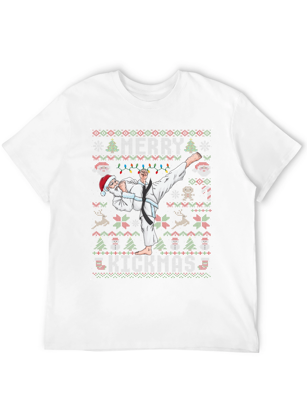 Merry Kickmas Santa Karate Ugly Christmas T-Shirt