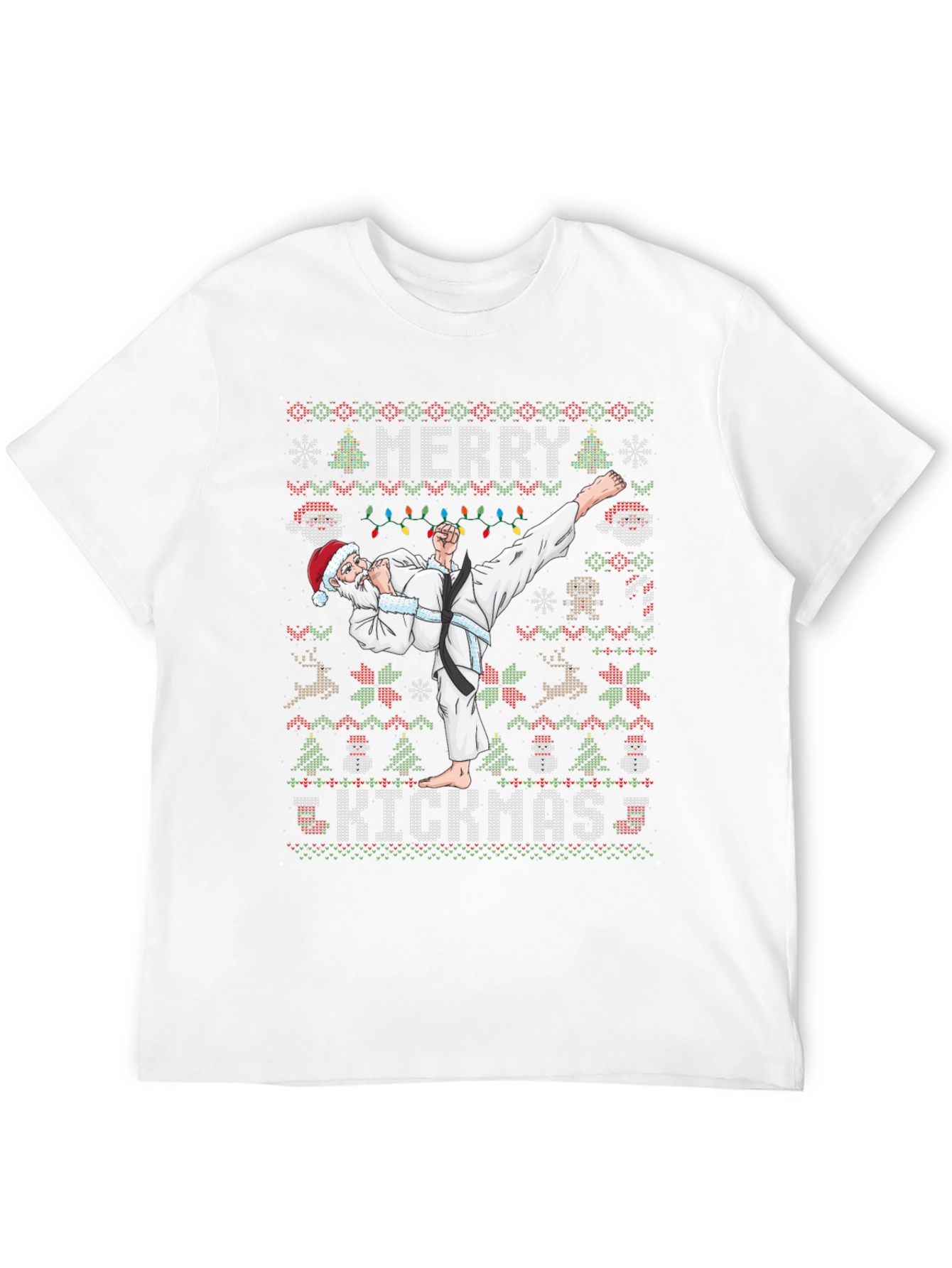 Merry Kickmas Santa Karate Ugly Christmas T-Shirt