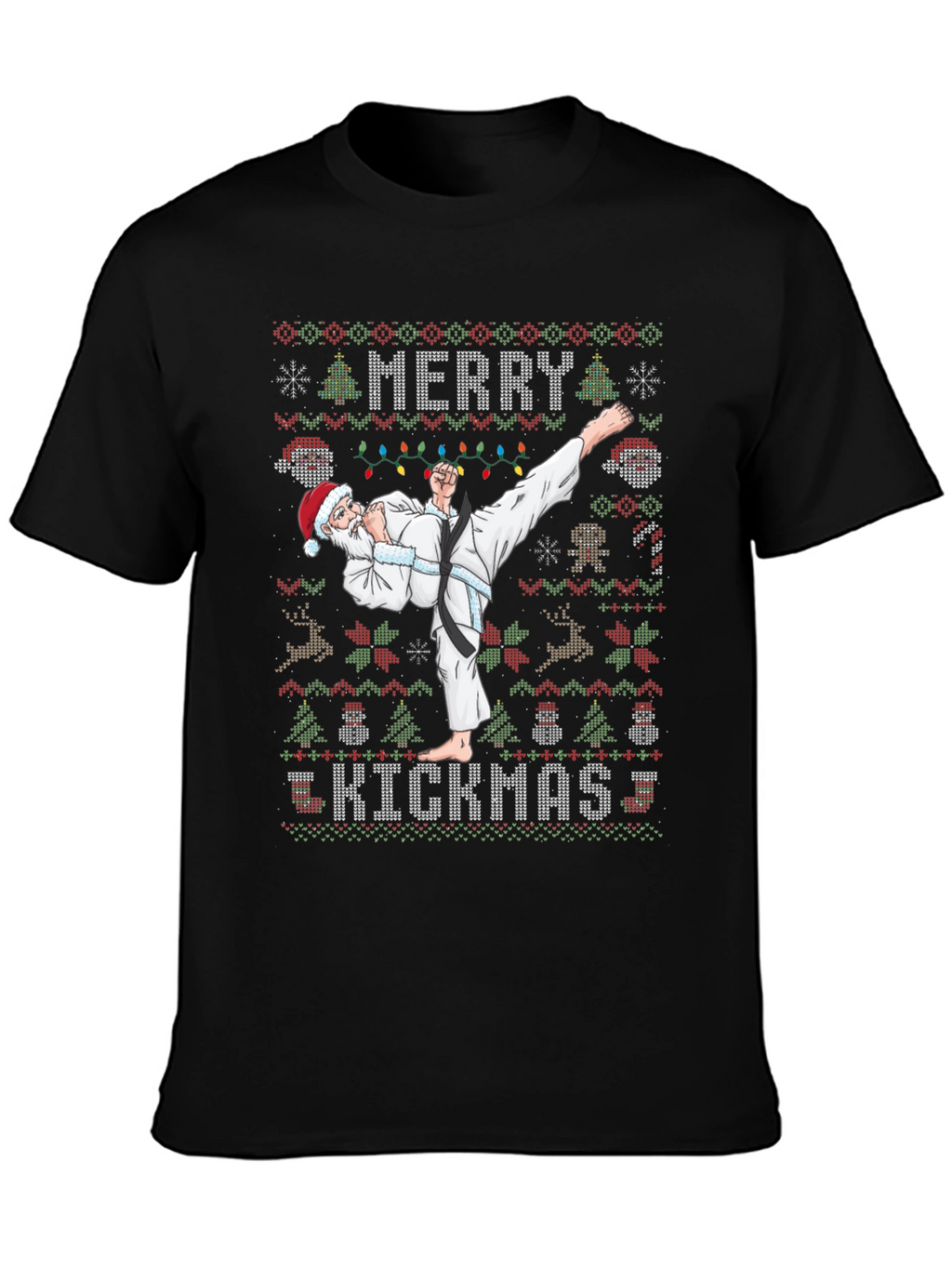 Merry Kickmas Santa Karate Ugly Christmas T-Shirt