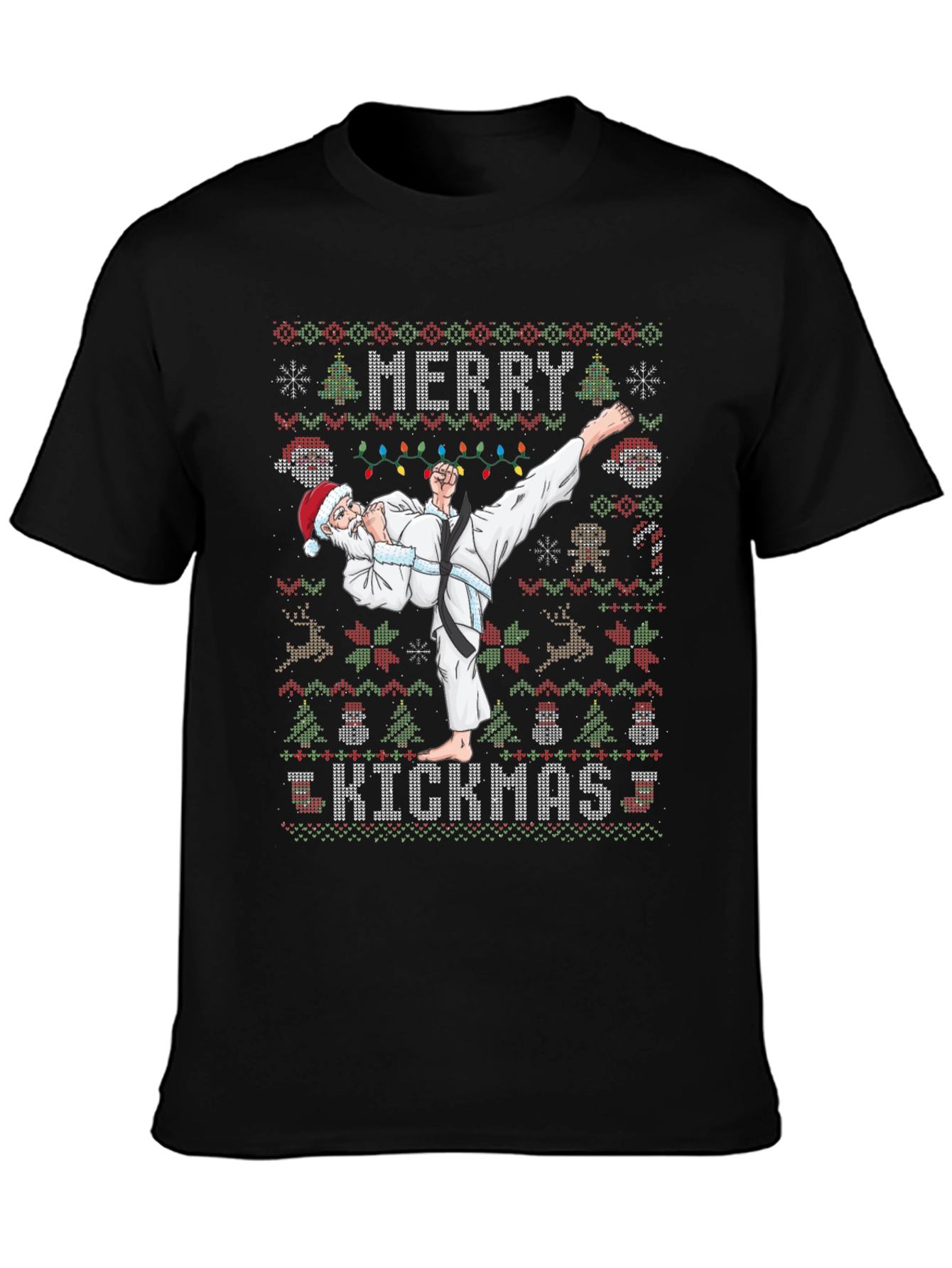 Merry Kickmas Santa Karate Ugly Christmas T-Shirt