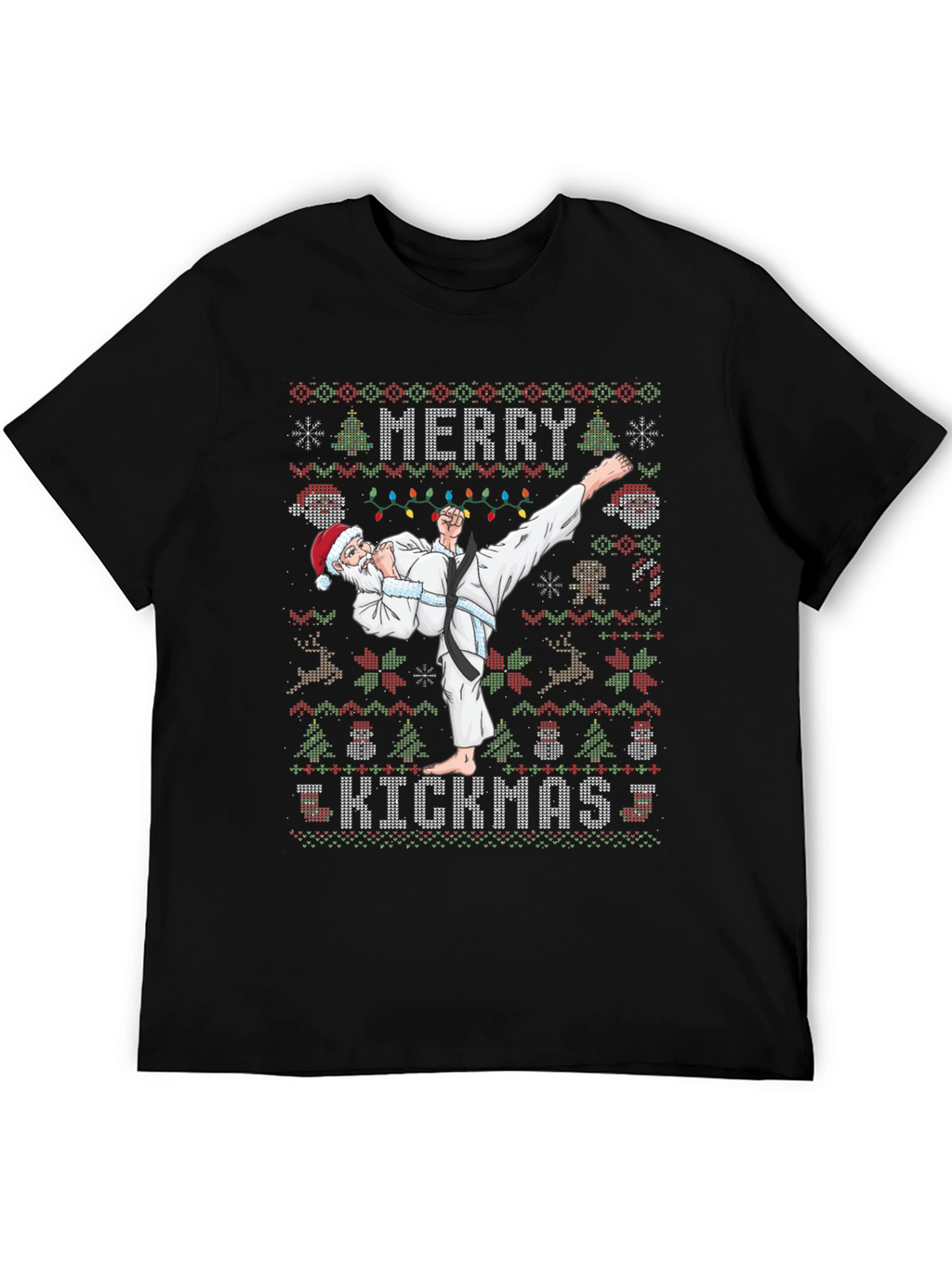 Merry Kickmas Santa Karate Ugly Christmas T-Shirt
