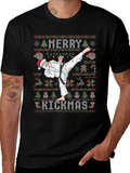 Merry Kickmas Santa Karate Ugly Christmas T-Shirt