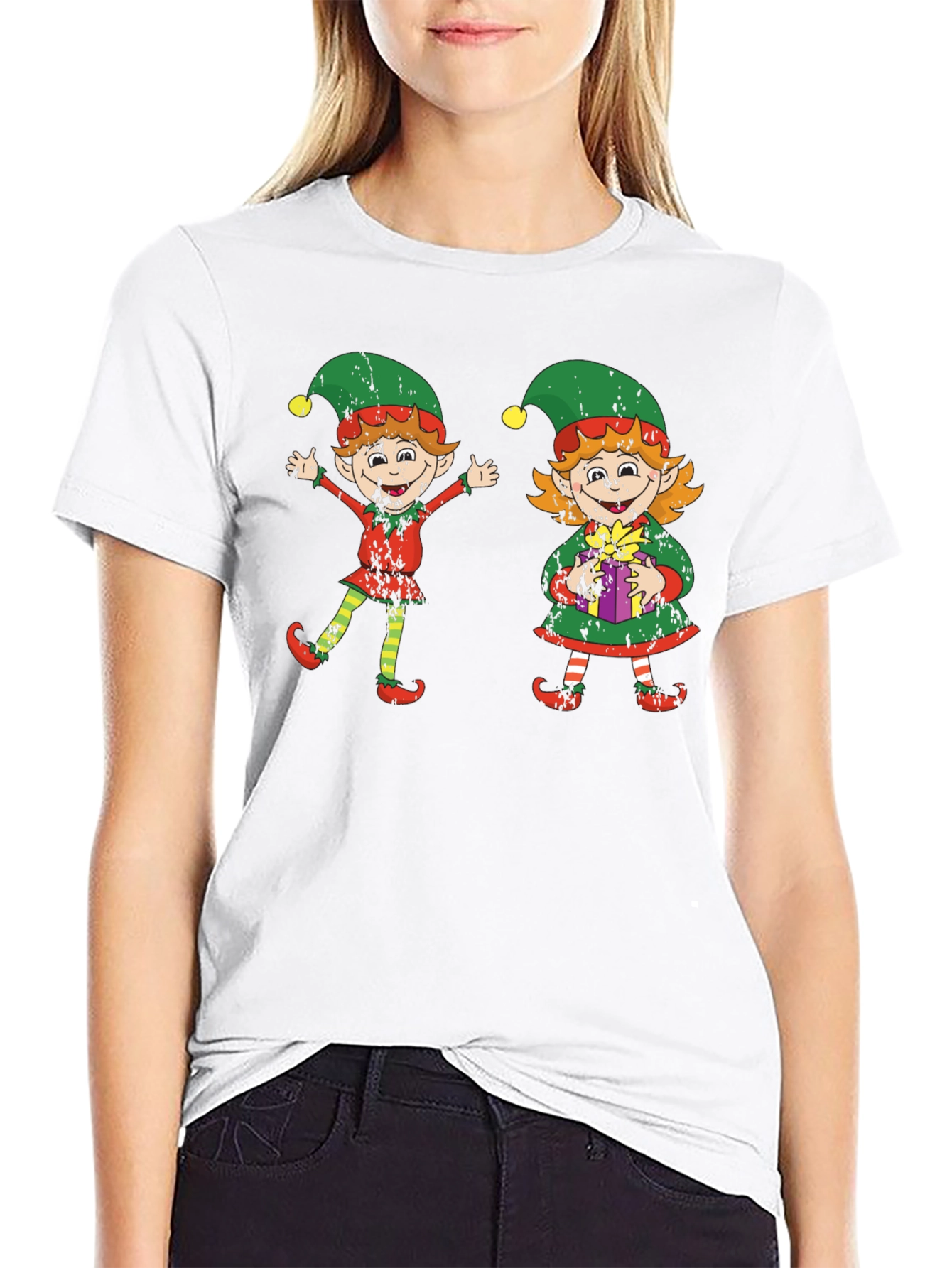 Festive Elf Couple Graphic Tee