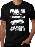 Warning Harmonica T-Shirt Musician Gift