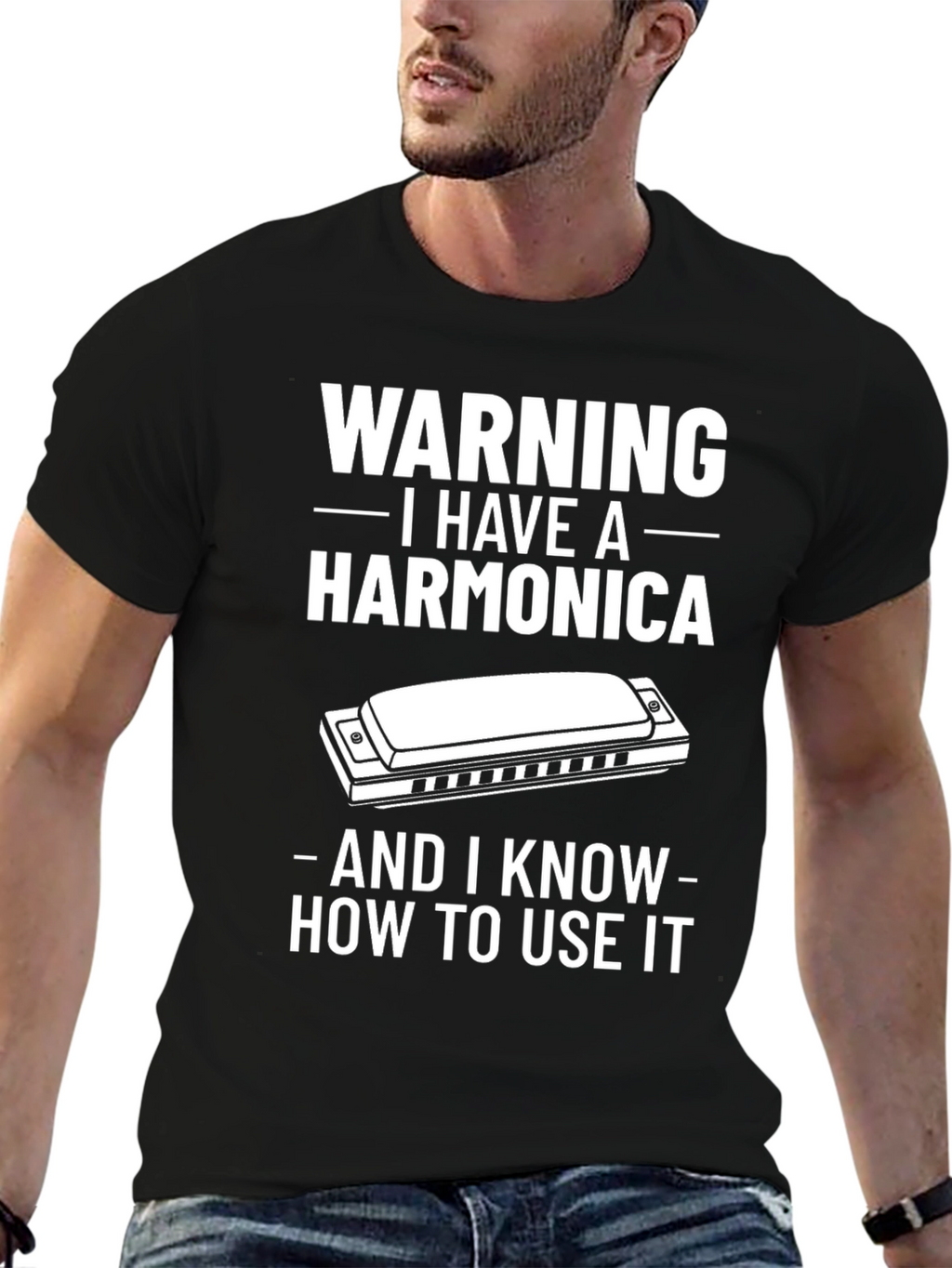Warning Harmonica T-Shirt Musician Gift