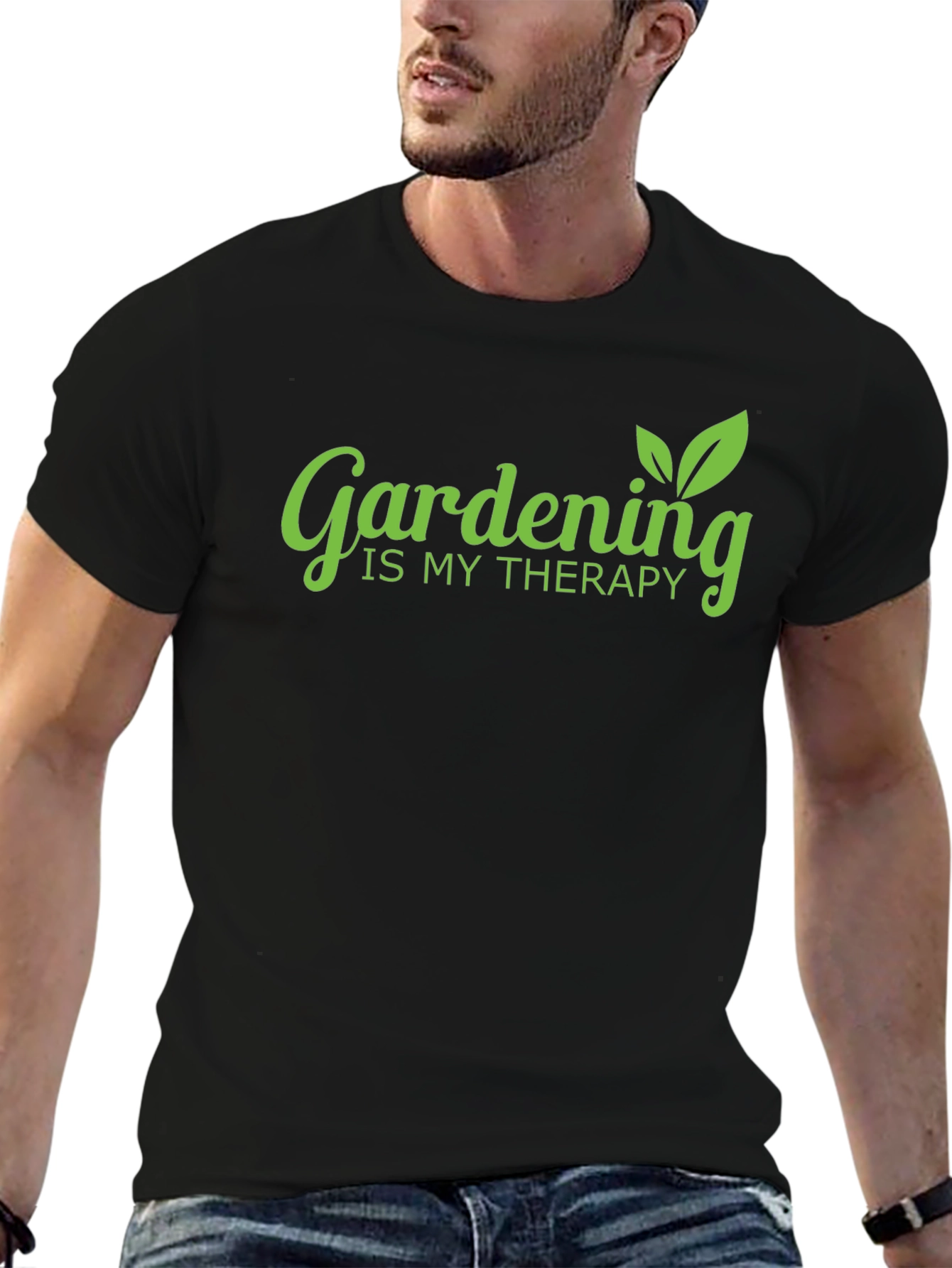 Gardening is My Therapy Black T-Shirt