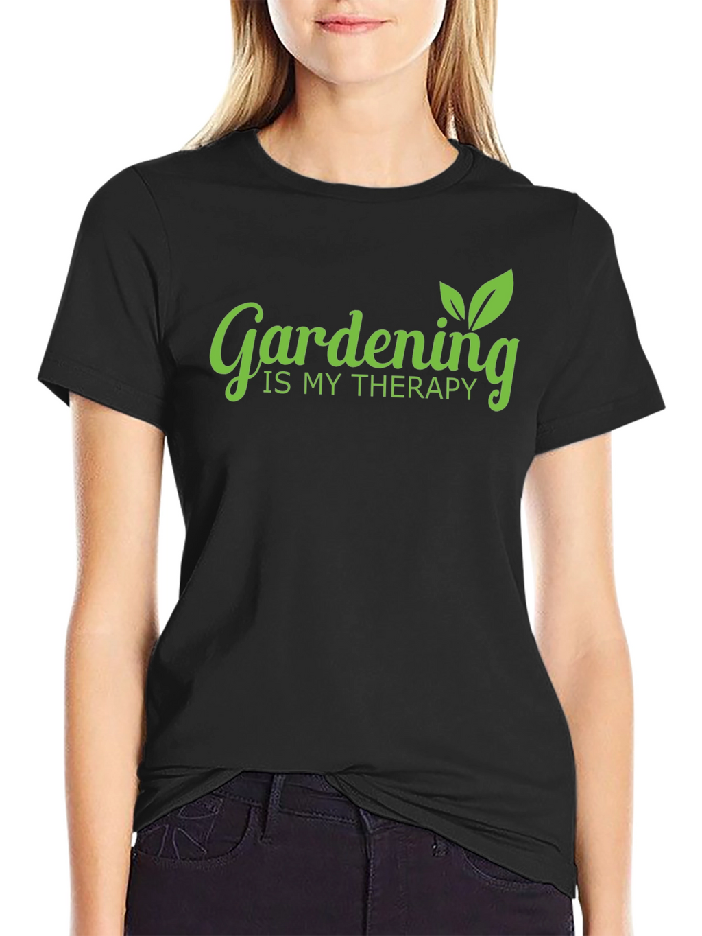 Gardening is My Therapy Black T-Shirt