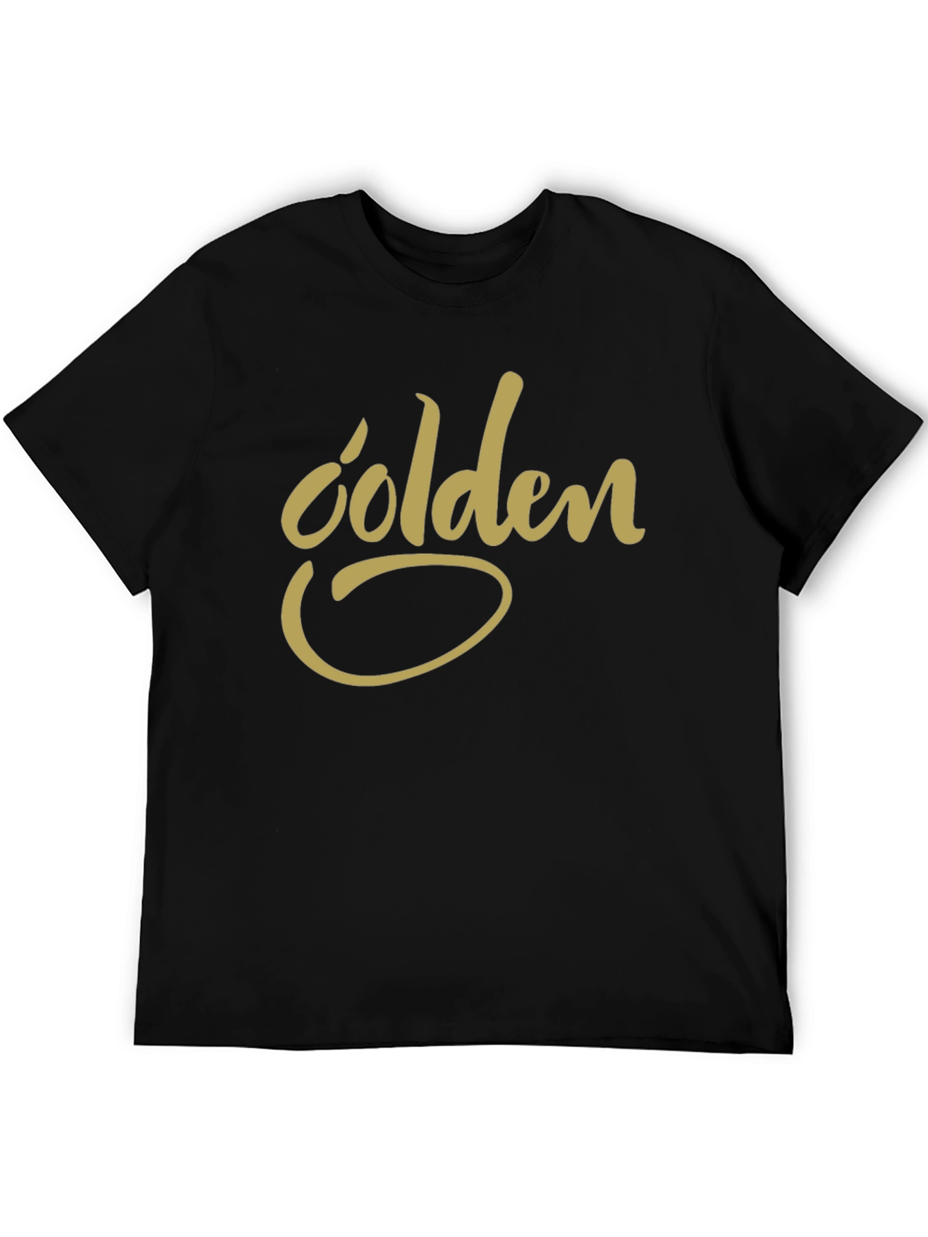 Golden Script Graphic Tee - Black Casual T-Shirt