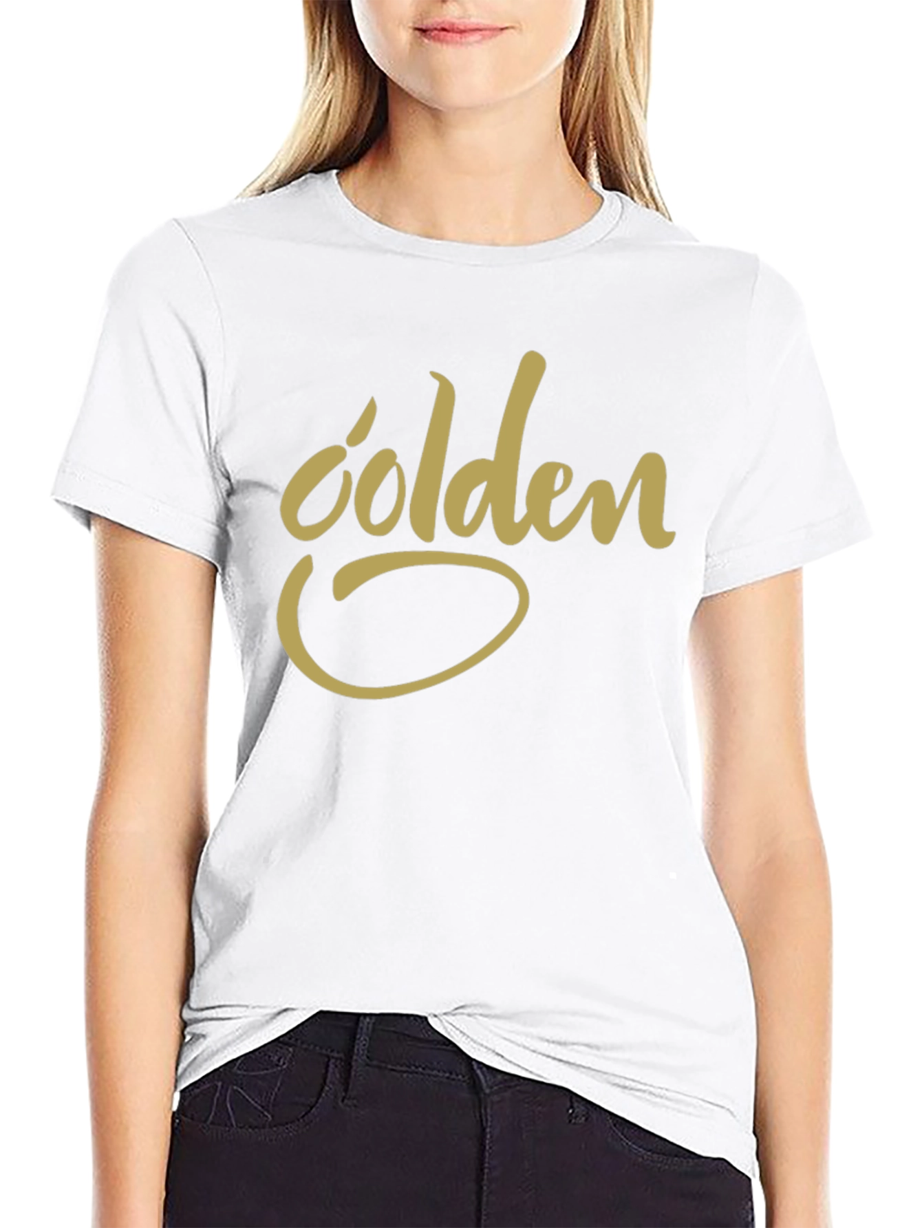 Golden Script Graphic Tee - Black Casual T-Shirt